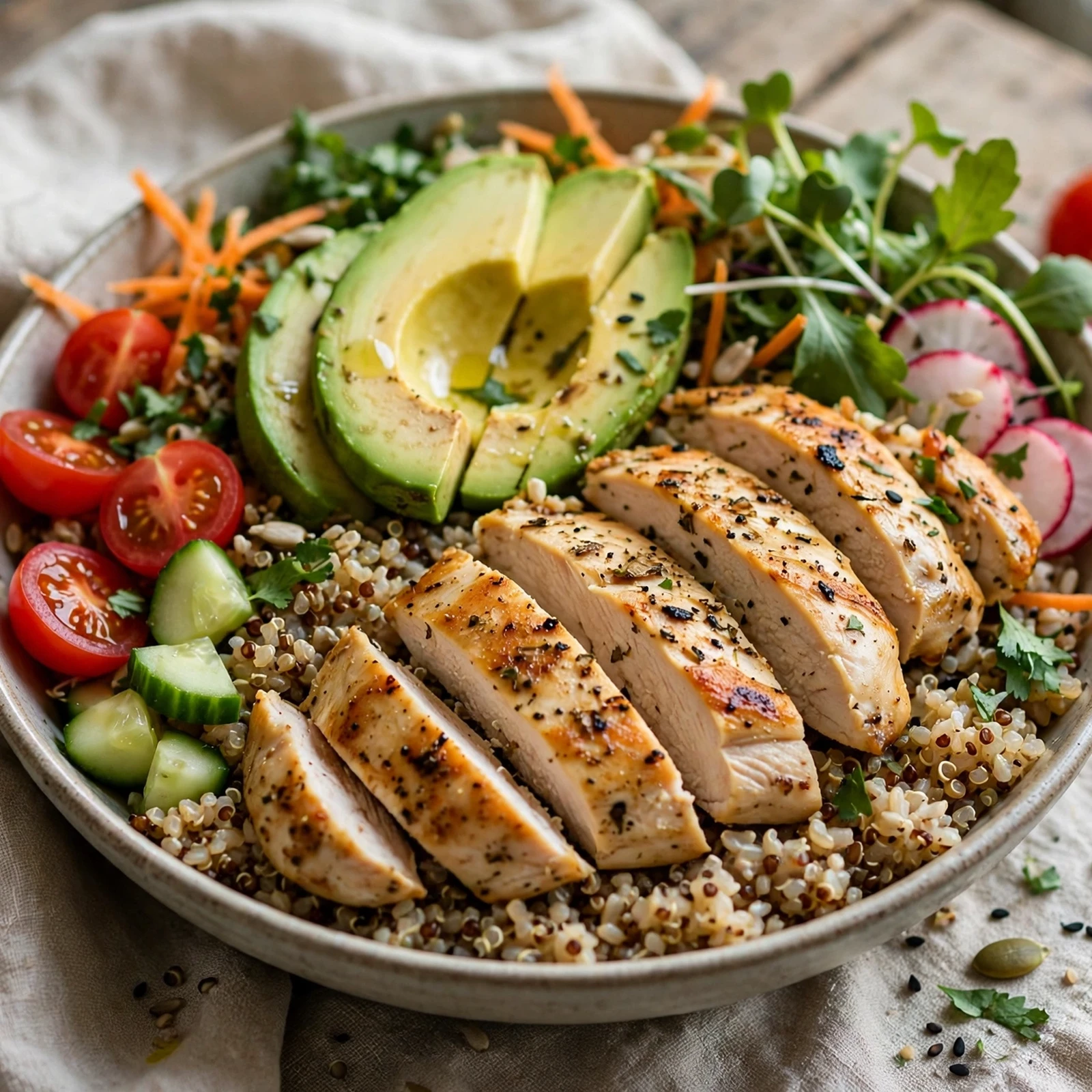 15 Anti-Inflammatory Summer Bowls with Grains, Veggies & Protein: 3. Avocado Chicken Grain Bowl