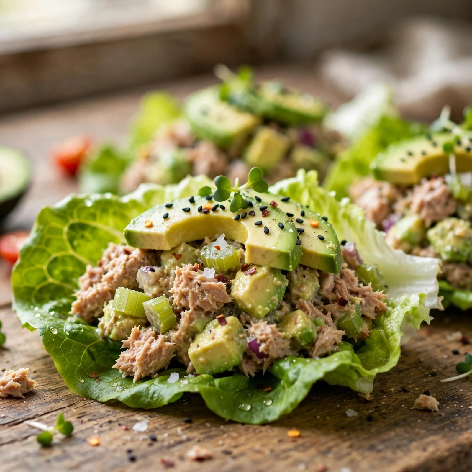 20 No-Cook Anti-Inflammatory Meals for Hot Summer Days: 3. Avocado Tuna Lettuce Wraps