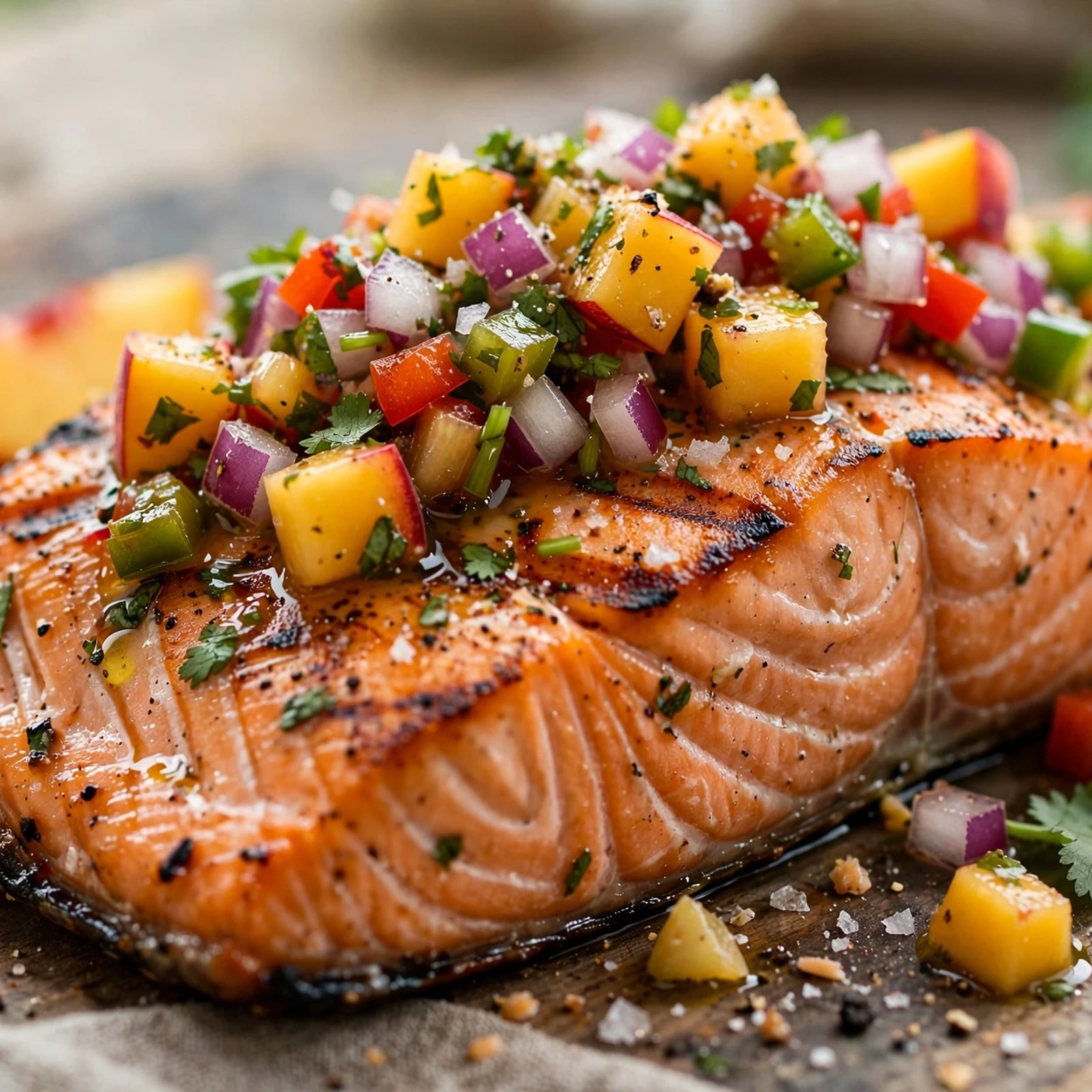 15 End-of-Summer Anti-Inflammatory Recipes to Soak In the Season: 2. Grilled Salmon with Fresh Peach Salsa