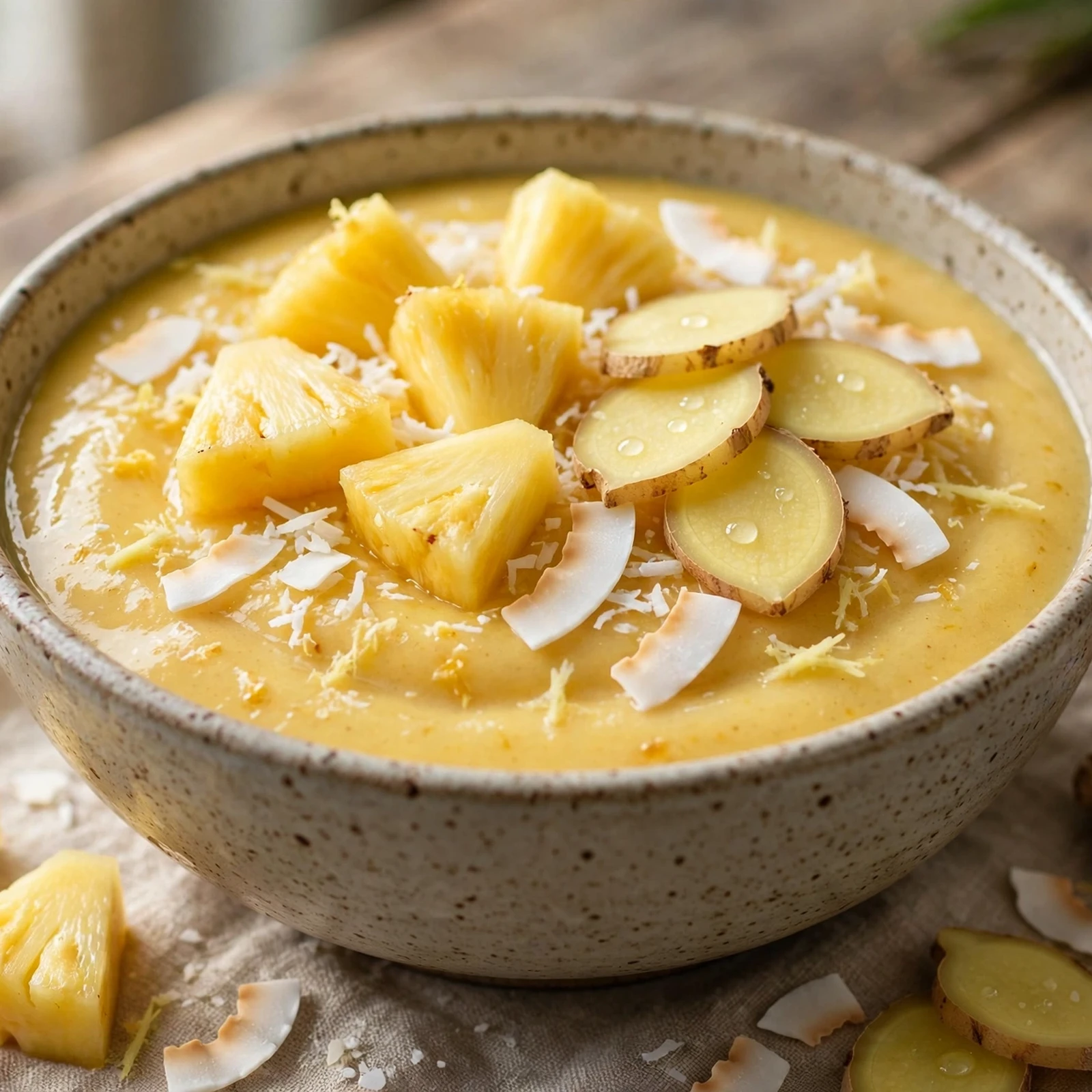 10 Anti-Inflammatory Watermelon And Mango Recipes: 3. Pineapple Ginger Smoothie Bowl