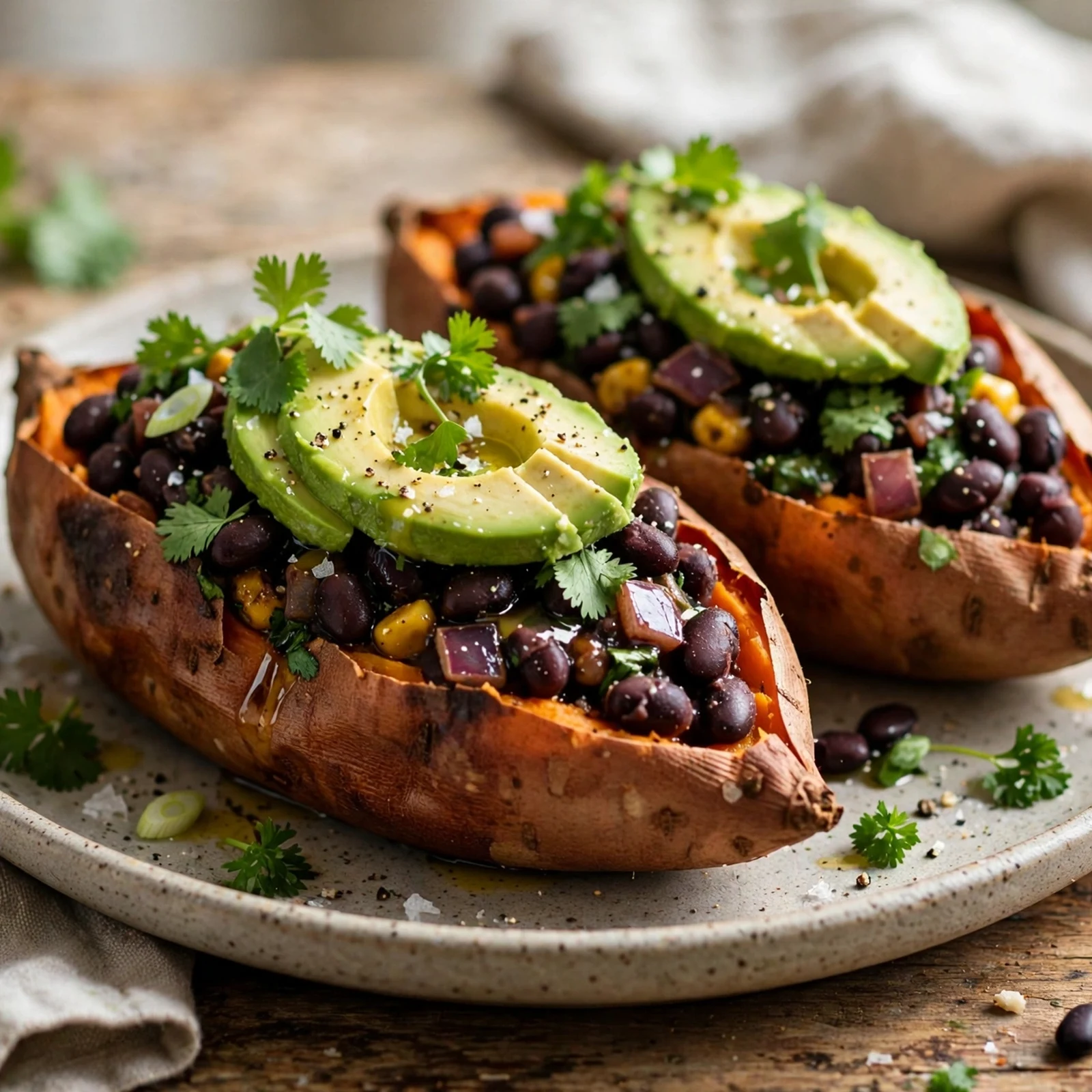 10 Anti-Inflammatory Sweet Potato Recipes for Fall Meal Prep: 3. Stuffed Sweet Potatoes with Black Beans and Avocado