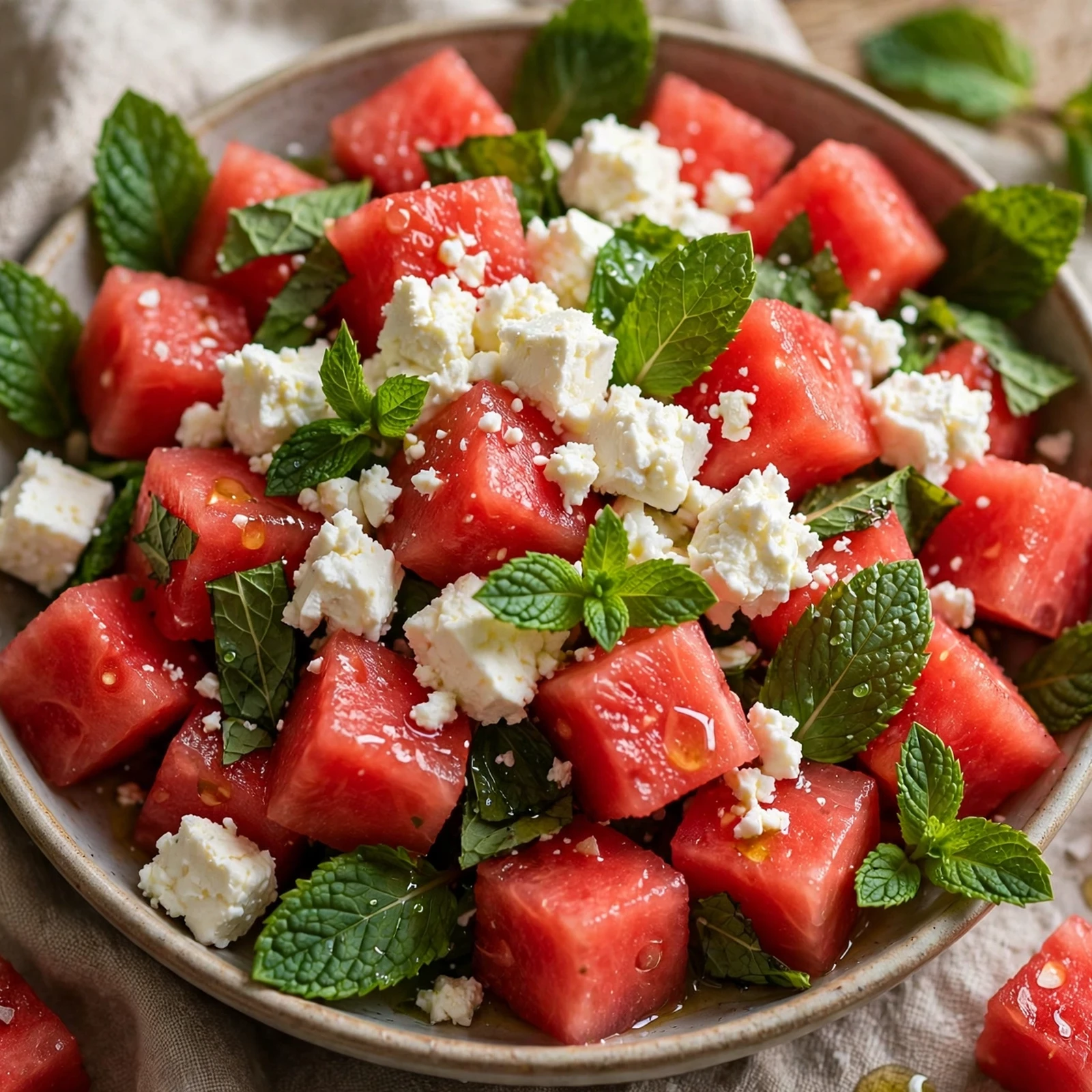 15 Anti-Inflammatory Summer Salads Recipes with Fresh Seasonal Produce: 3. Watermelon Feta Mint Salad