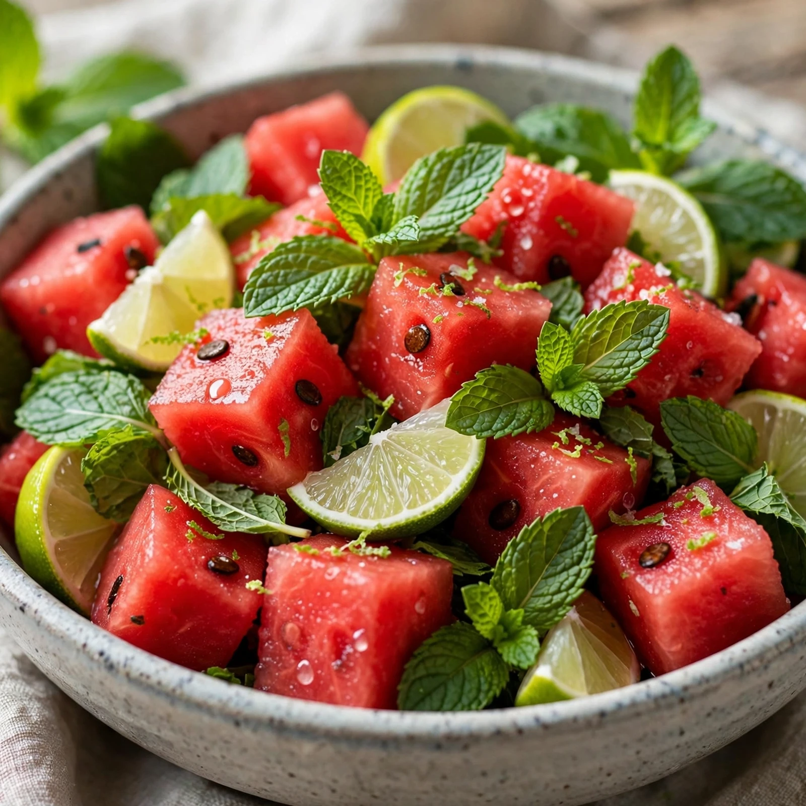 15 Anti-Inflammatory Fruit Salads and Desserts for Summer Parties: 2. Watermelon, Mint & Lime Summer Salad