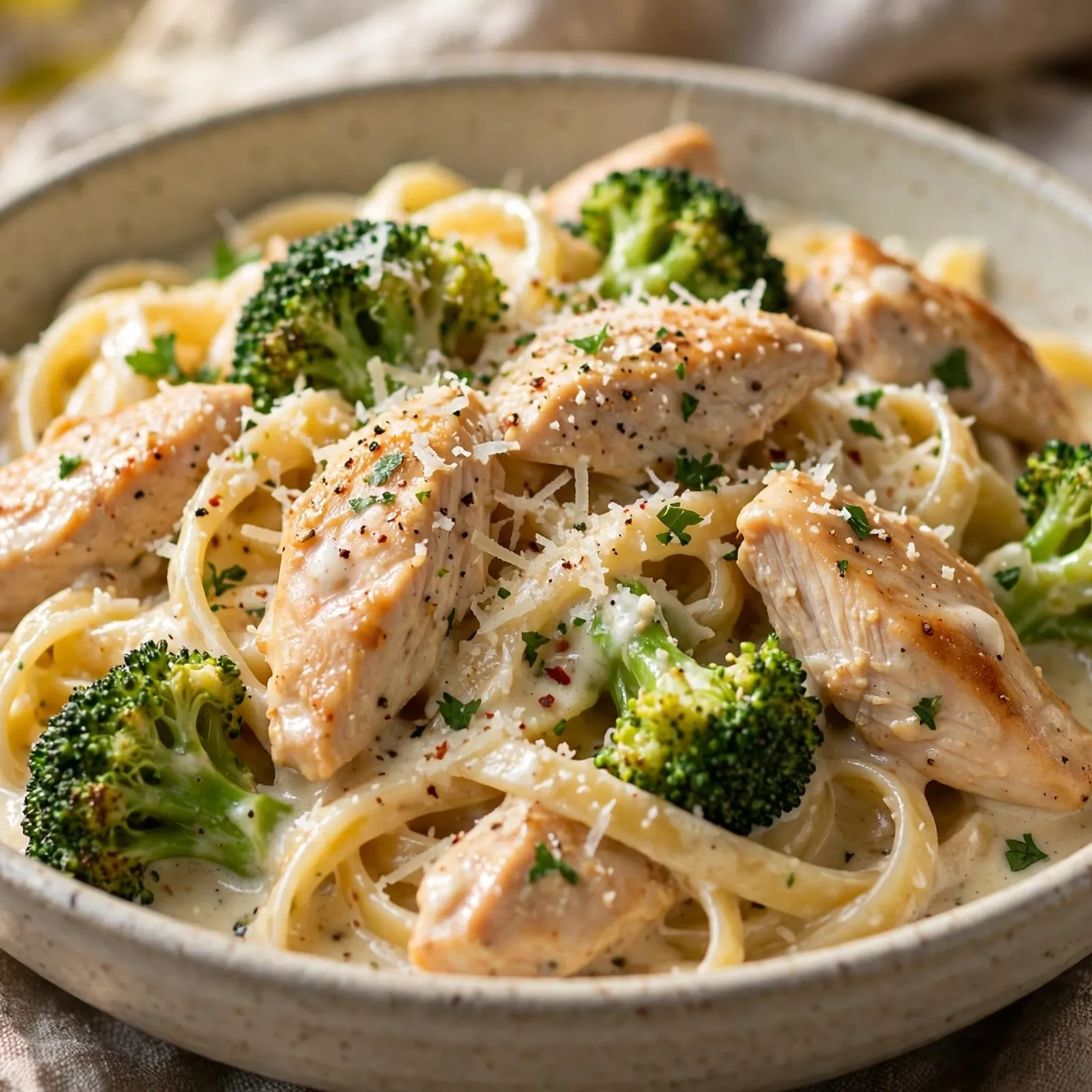 15 Creamy 21 Day Fix Chicken Alfredo Recipes That Feel Like Cheating: 3. Broccoli Chicken Alfredo