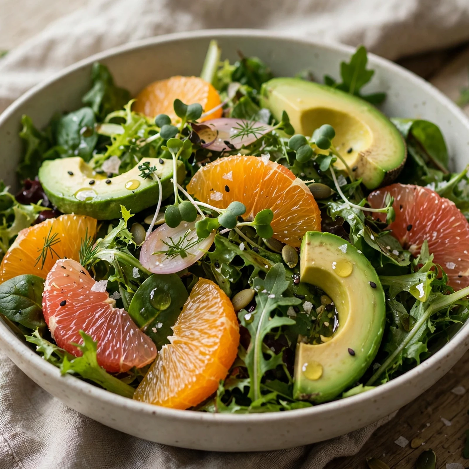 15 Anti-Inflammatory Summer Salads Recipes with Fresh Seasonal Produce: 4. Citrus Avocado Greens Salad