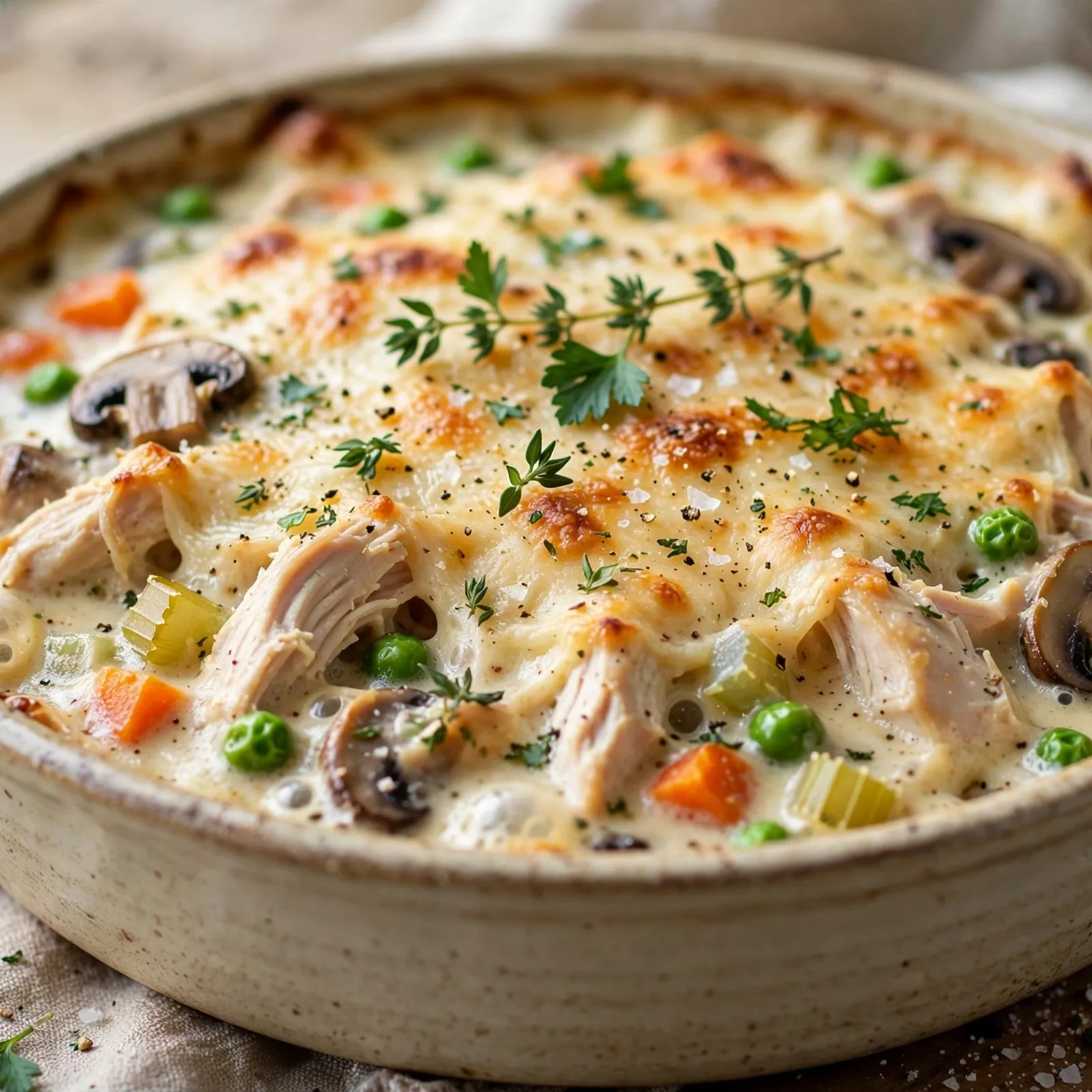 15 Cozy 21 Day Fix Chicken Pot Pie Recipes for Comfort Food Lovers: 2. Crustless Chicken Pot Pie Bake