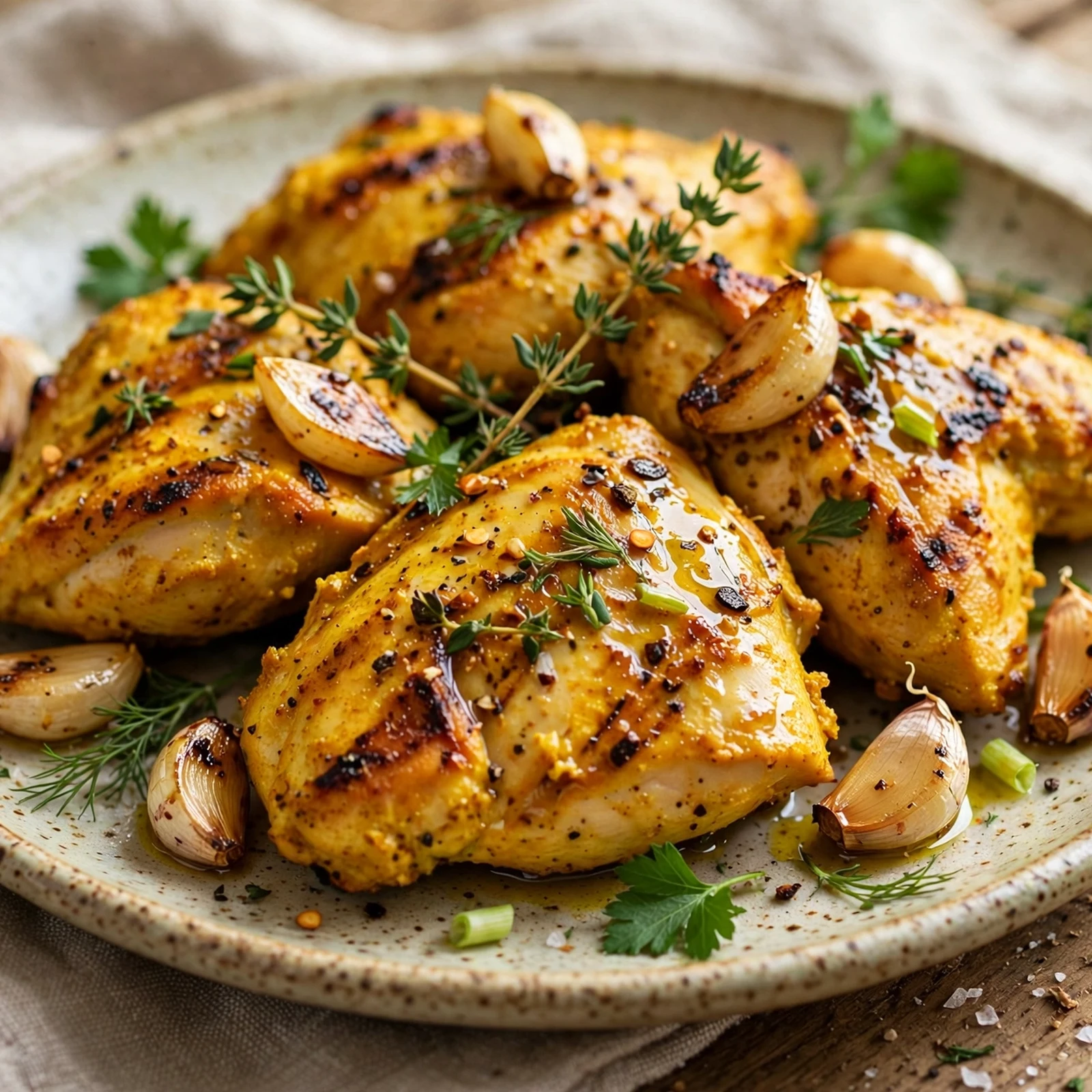 10 Anti-Inflammatory Grilled Salmon And Chicken Recipes for Summer: 2. Garlic Turmeric Grilled Chicken