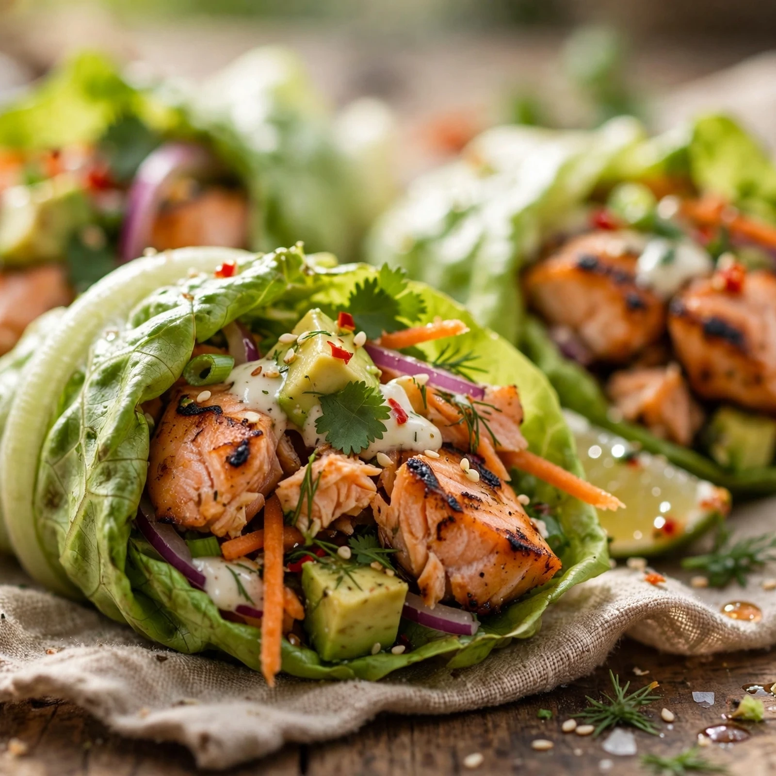 25 Refreshing Summer Anti-Inflammatory Recipes to Beat the Heat: 4. Grilled Salmon Lettuce Wraps