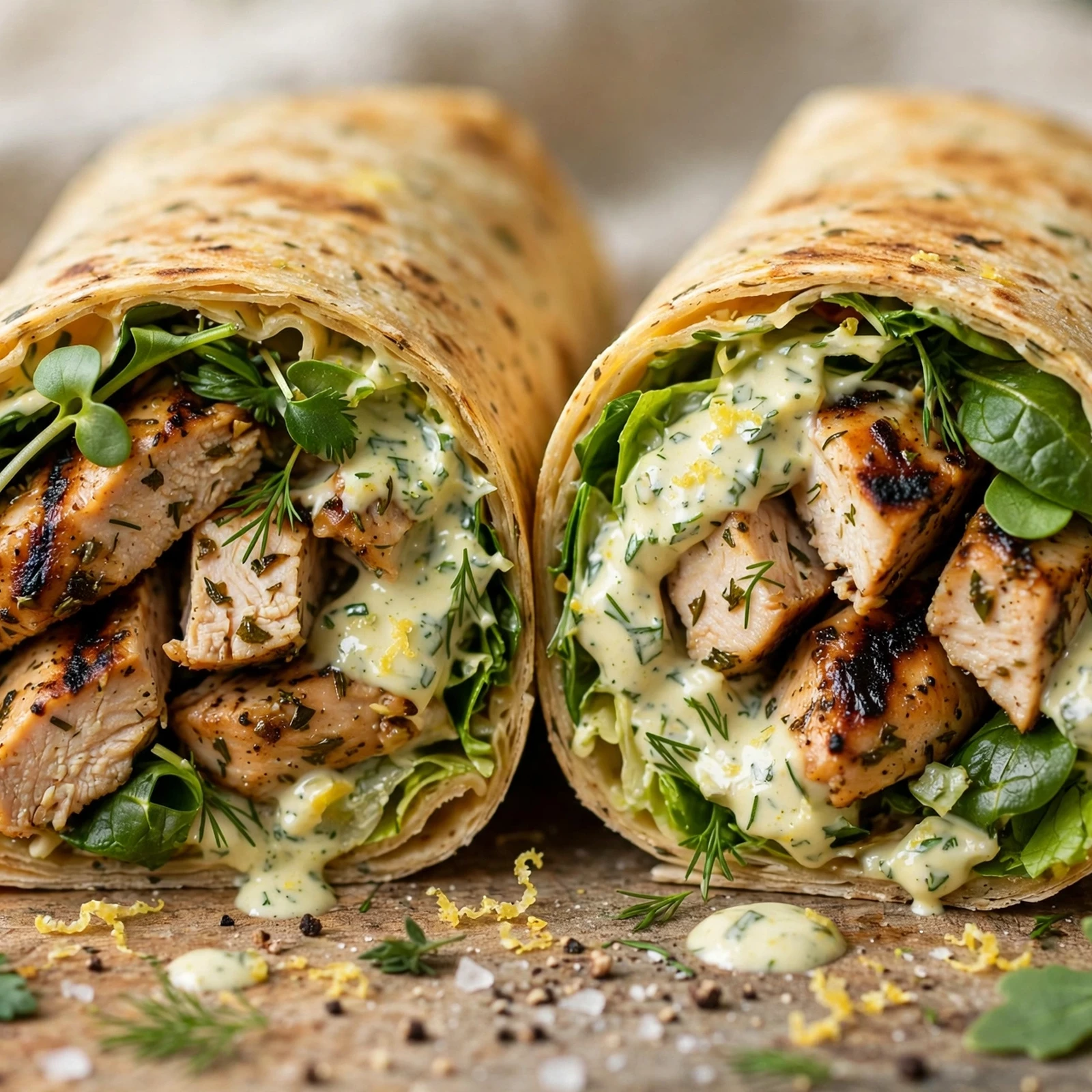 10 Anti-Inflammatory Summer Burgers and Wraps Packed With Fresh Flavor: 3. Lemon Herb Chicken Wrap