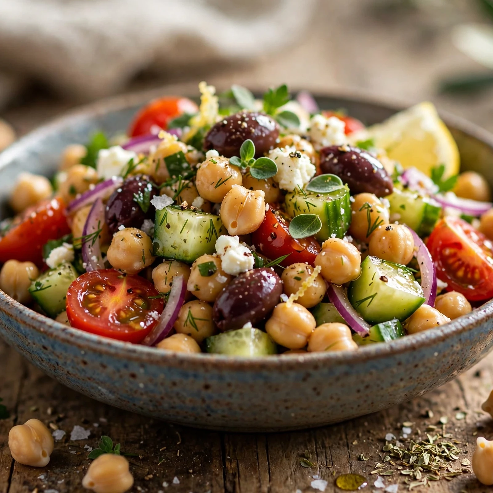 20 Healthy 21 Day Fix Salad Recipes for Summer (Cool & Container-Friendly): 4. Mediterranean Chickpea Salad
