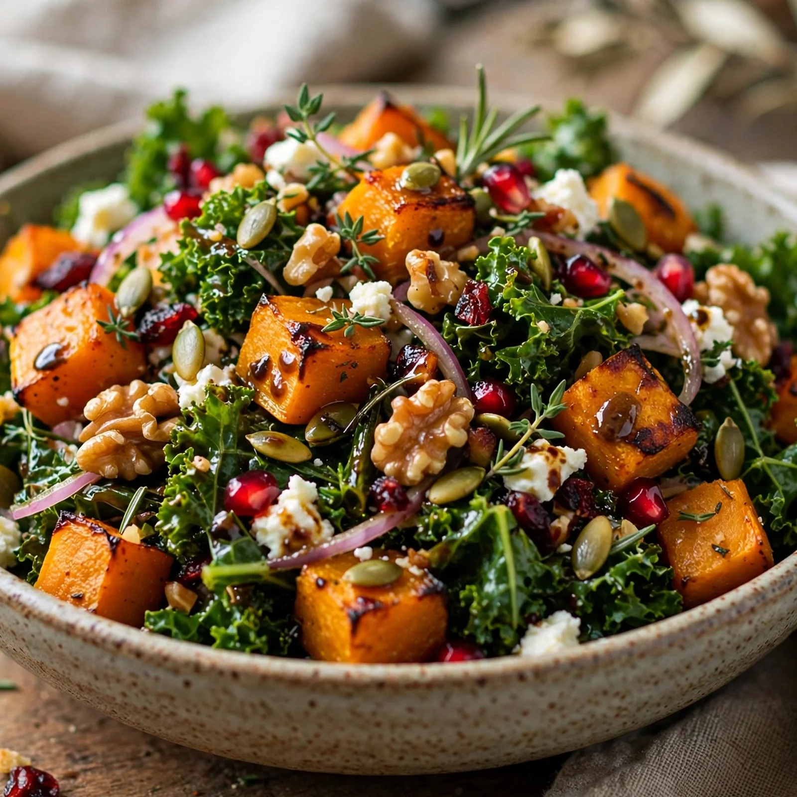 15 Anti-Inflammatory Pumpkin Recipes for the Fall Season: 3. Roasted Pumpkin & Kale Harvest Salad