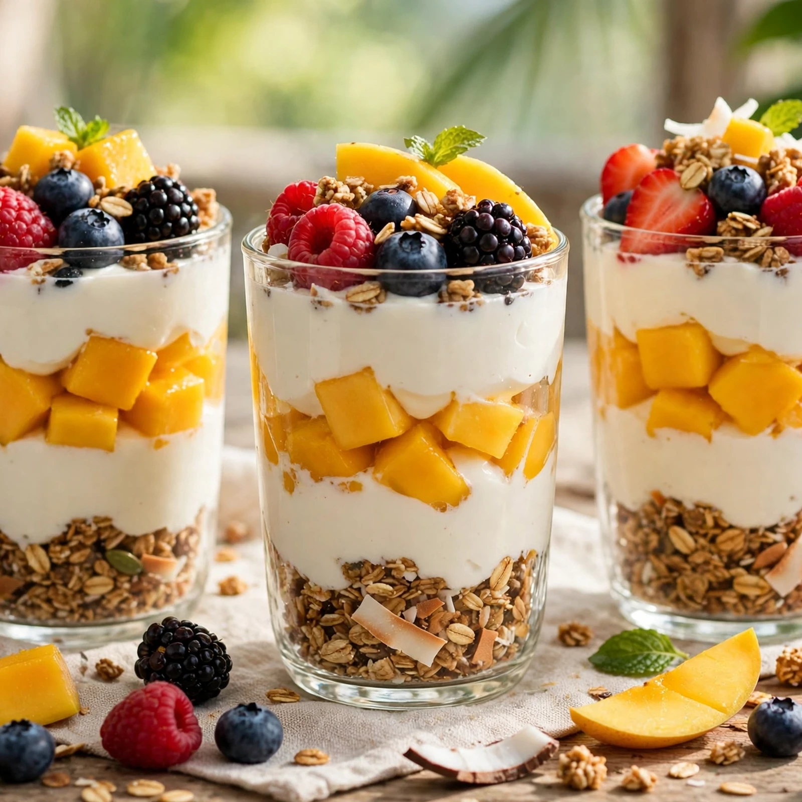10 Anti-Inflammatory Watermelon And Mango Recipes: 4. Tropical Yogurt Parfaits