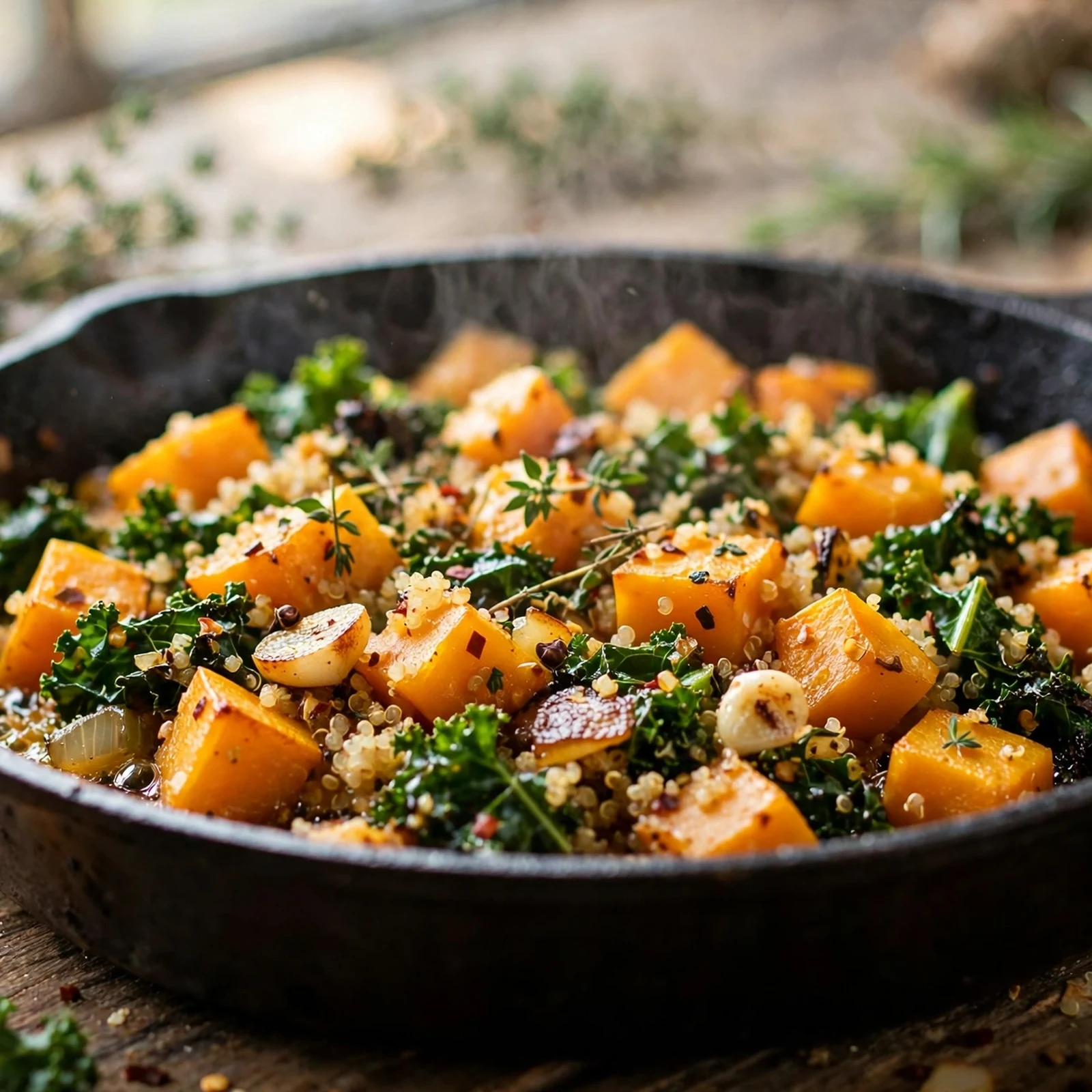 12 Gut-Healing Anti-Inflammatory Fall Meals for Immunity: 4. Butternut Squash & Kale Quinoa Skillet