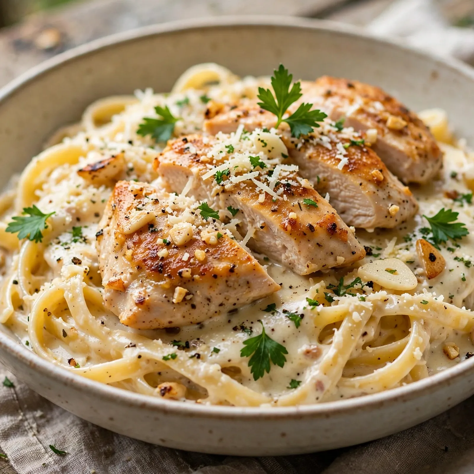15 Creamy 21 Day Fix Chicken Alfredo Recipes That Feel Like Cheating: 4. Garlic Parmesan Chicken Alfredo