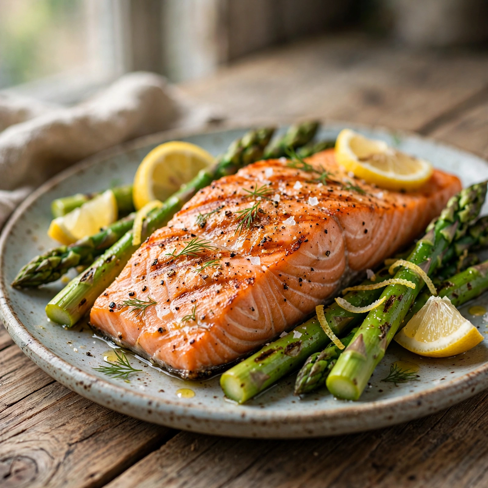 15 Best 21 Day Fix Summer Dinner Ideas (Easy & No Heavy Meals): 4. Grilled Salmon with Lemon Asparagus