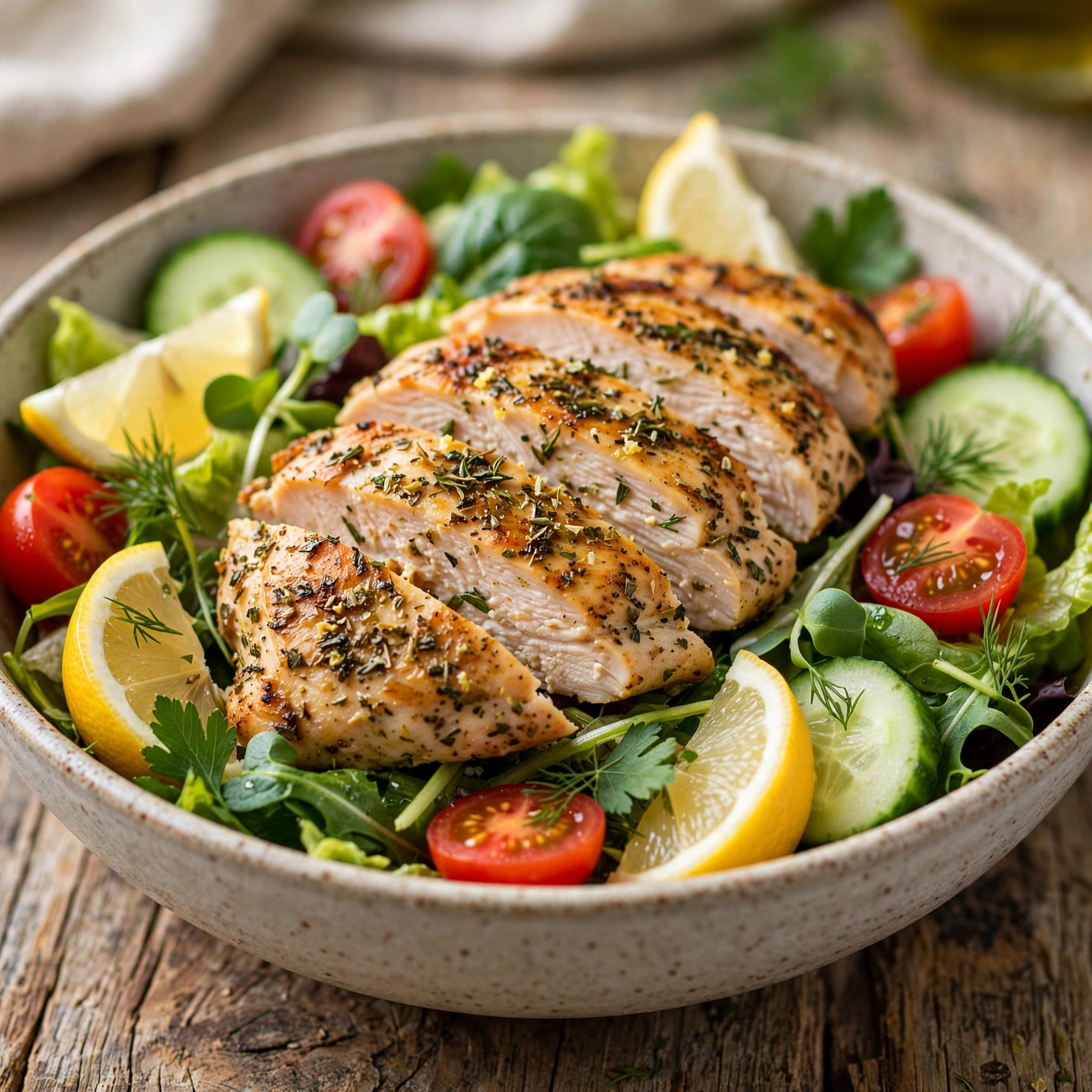 10 Refreshing Anti-Inflammatory Dinner Salads for Summer Heat: 4. Lemon Herb Chicken Dinner Salad