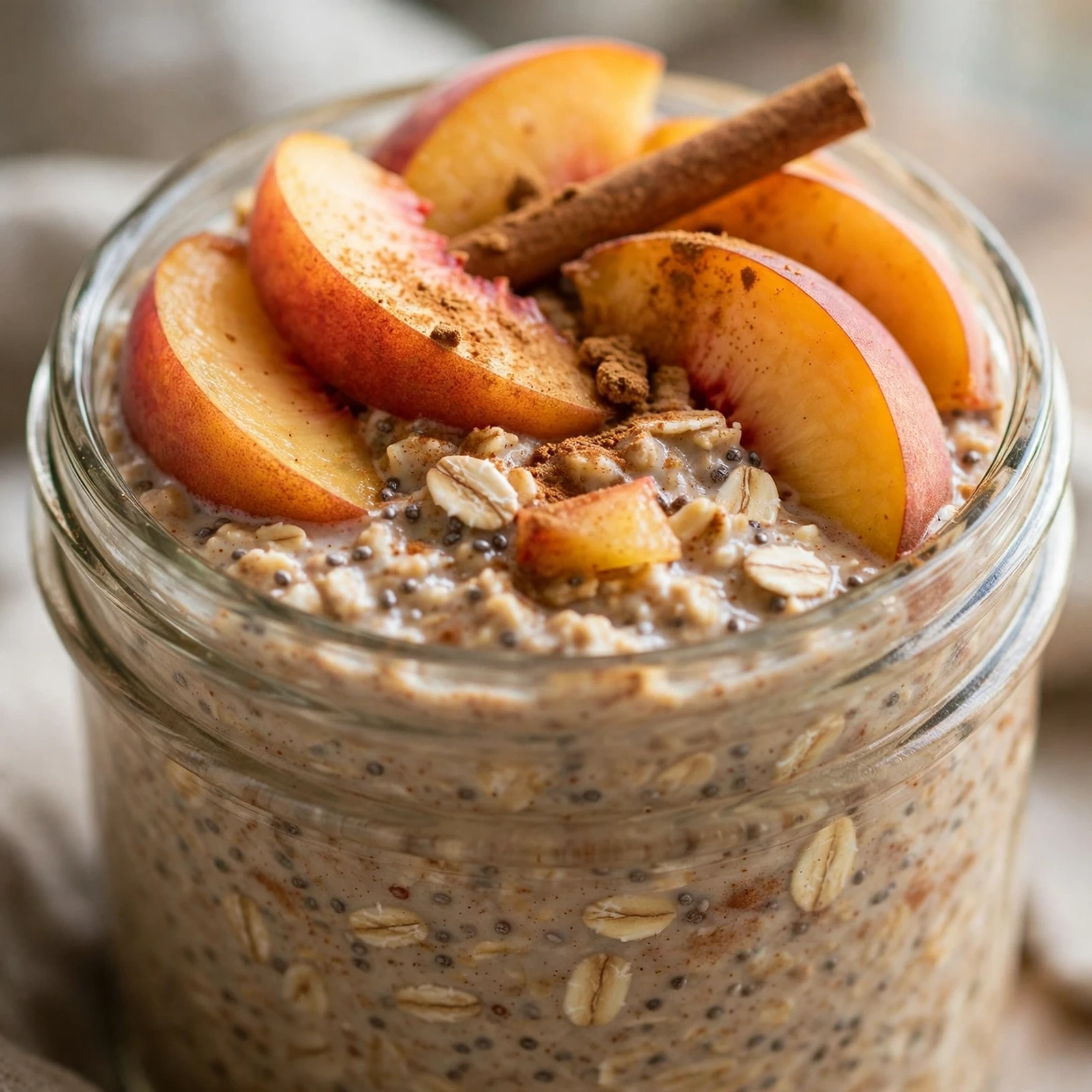 10 Anti-Inflammatory Overnight Oats for Hot Summer Mornings: 3. Peach Cinnamon Overnight Oats