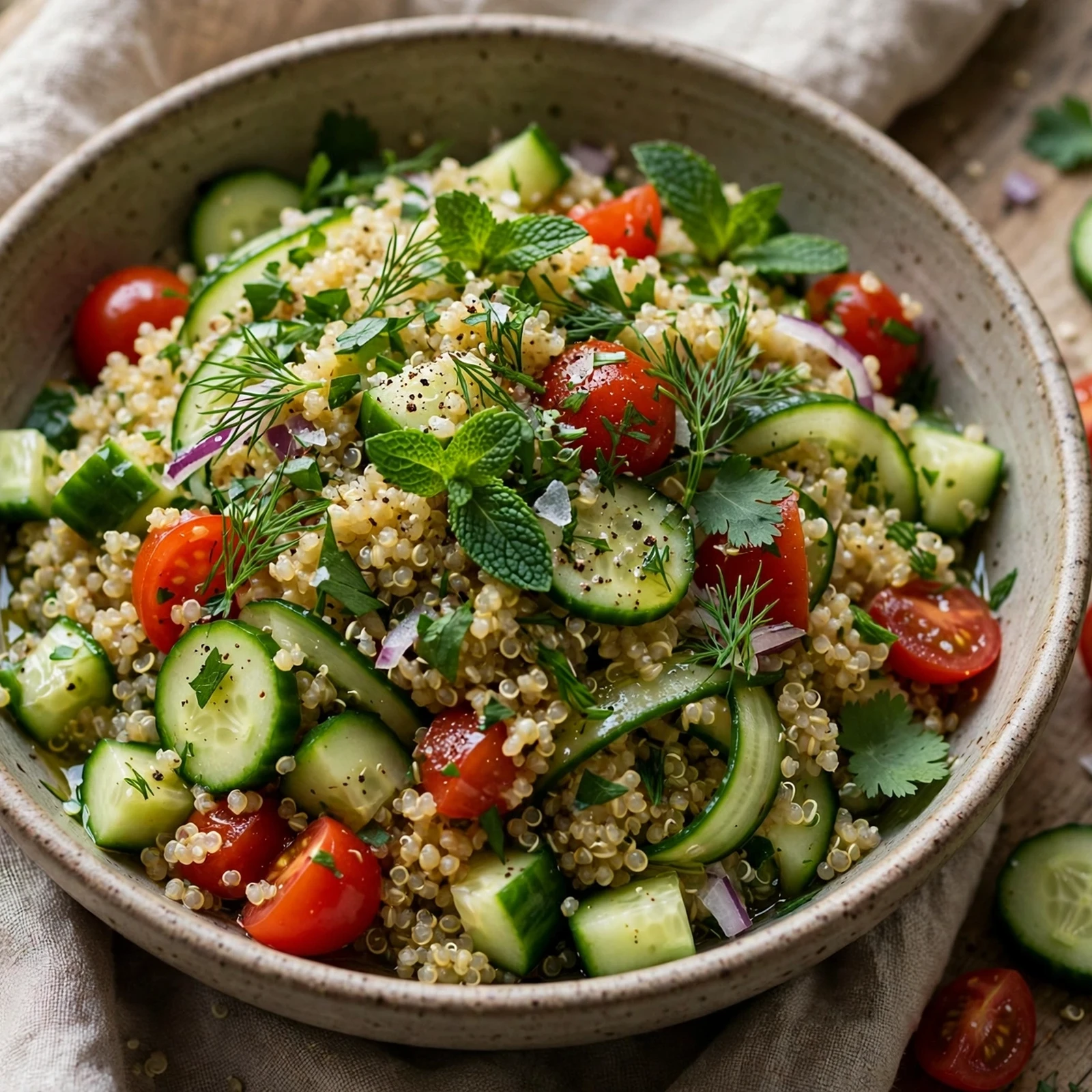 15 Anti-Inflammatory Summer Salads Recipes with Fresh Seasonal Produce: 5. Quinoa Cucumber Herb Salad