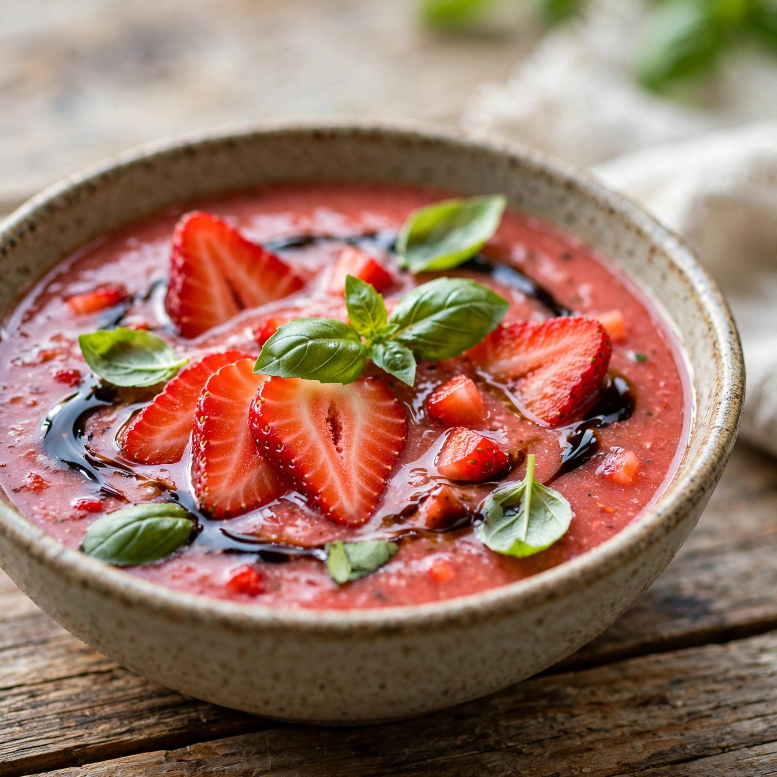 12 Anti-Inflammatory Gazpacho & Raw Soup Recipes for Summer Reset: 4. Strawberry Basil Gazpacho