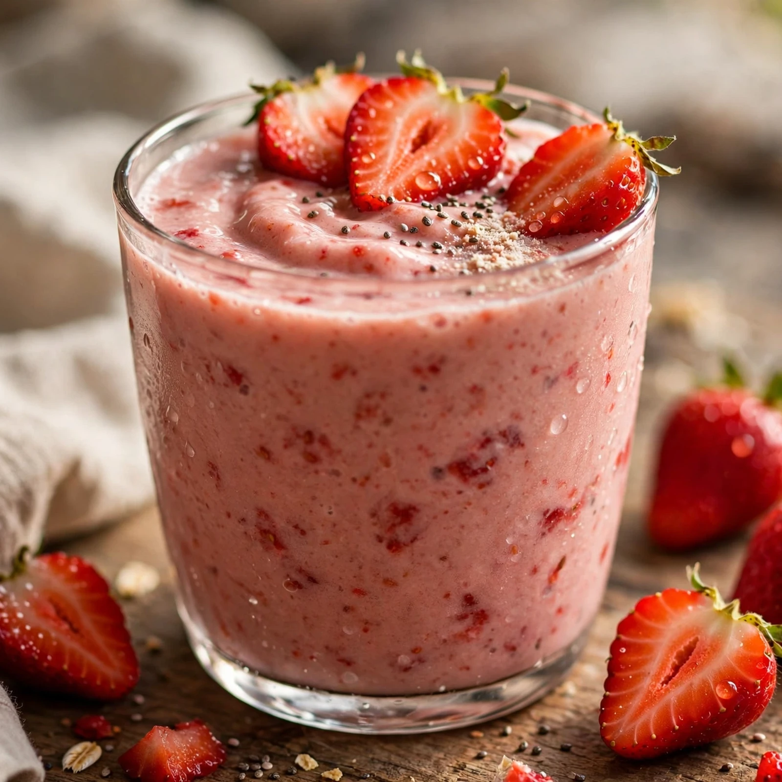 20 21 Day Fix Summer Breakfast Ideas (Quick & Light Mornings): 4. Strawberry Protein Smoothie