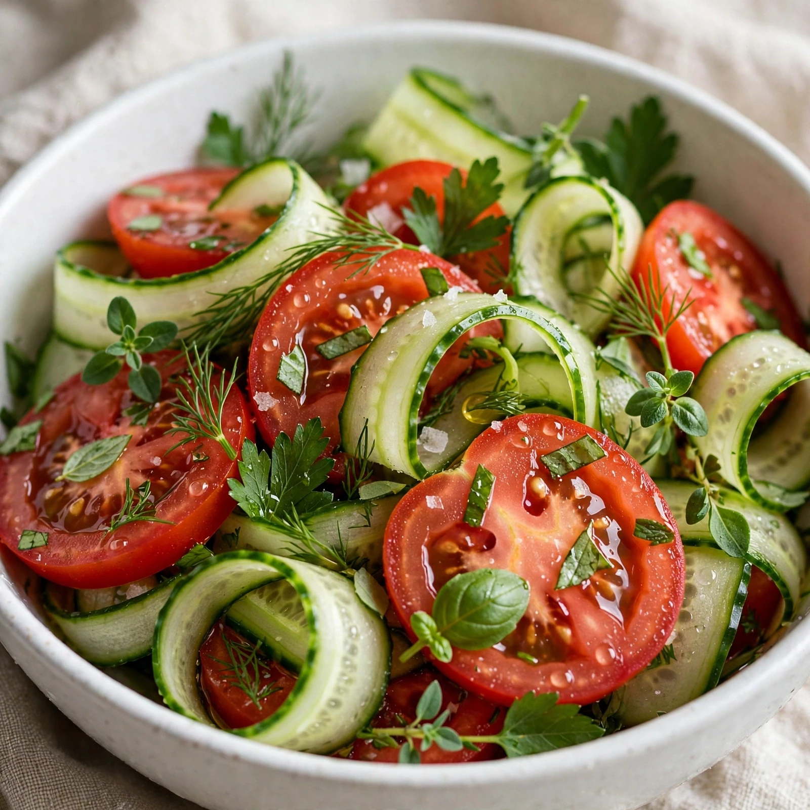 10 Anti-Inflammatory Tomato Recipes at Peak Season: 4. Tomato Cucumber Herb Salad