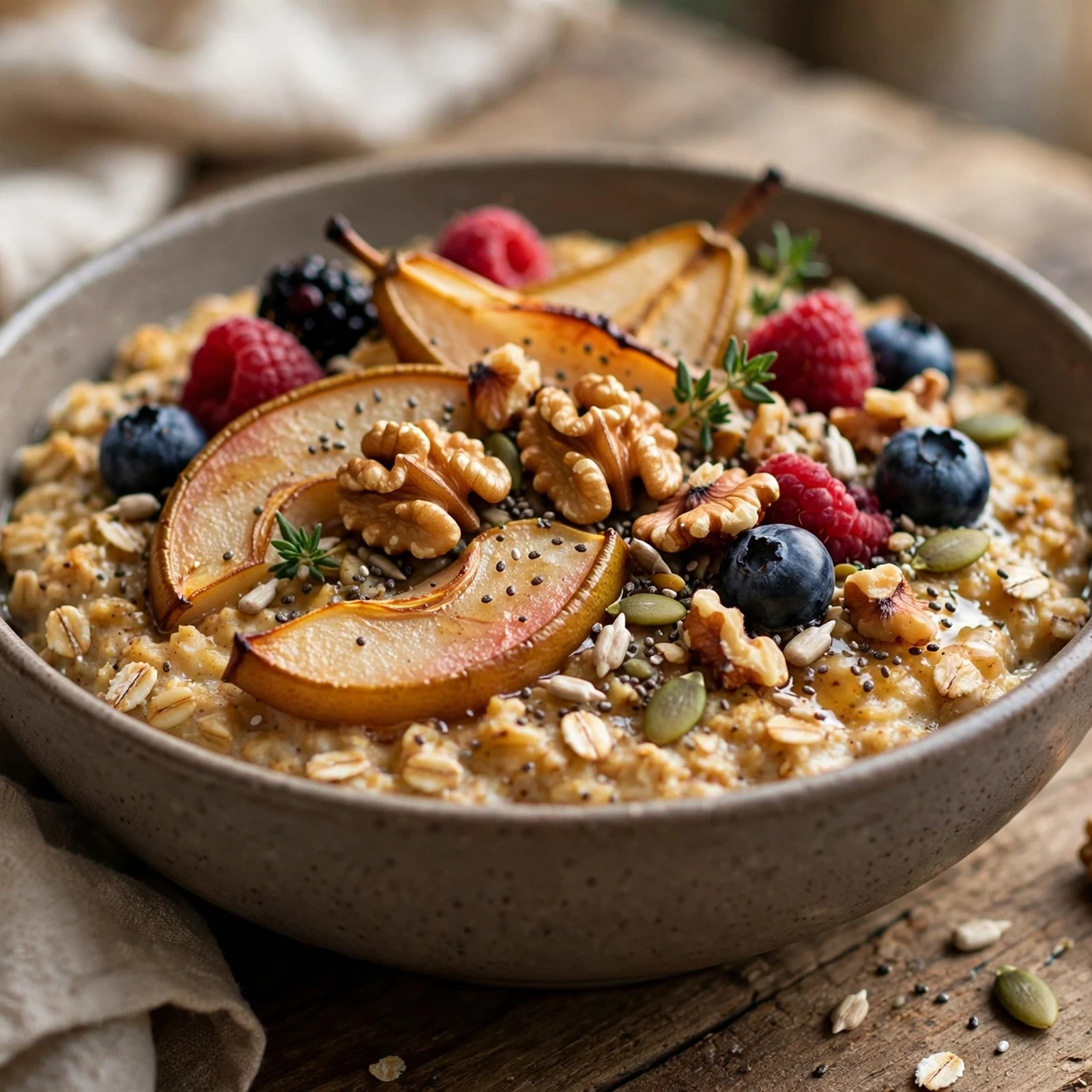 15 Anti-Inflammatory Fall Breakfasts with Oats Squash And Spice: 5. Baked Pear and Walnut Oats