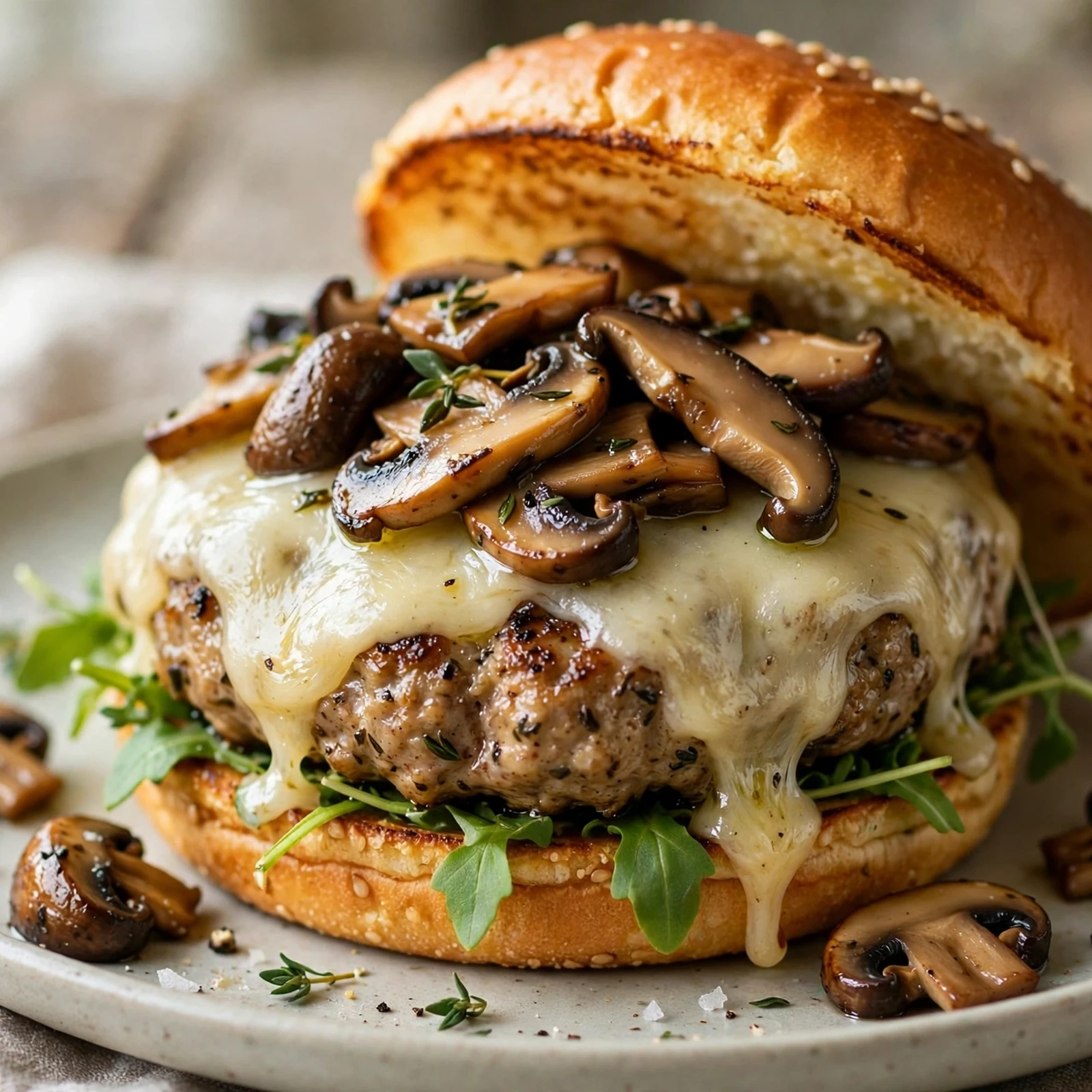 15 Juicy 21 Day Fix Burger Recipes for Your Next Cookout: 4. Mushroom Swiss Turkey Burger