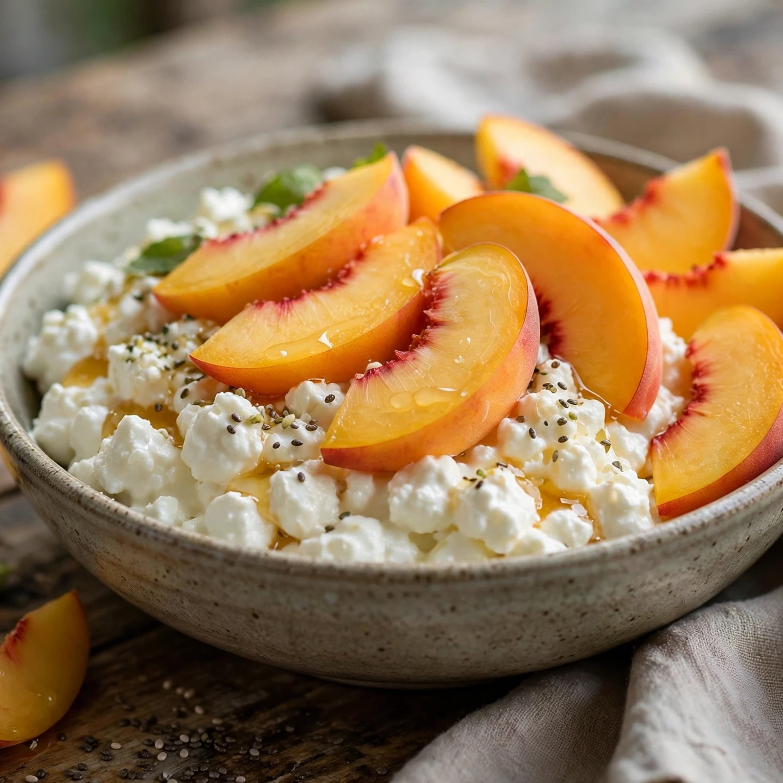 20 21 Day Fix Summer Breakfast Ideas (Quick & Light Mornings): 5. Peach Cottage Cheese Bowl