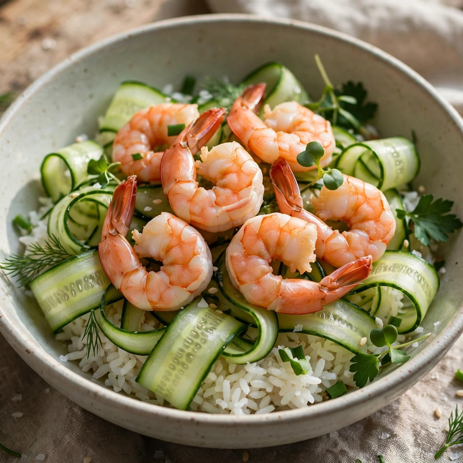 15 Anti-Inflammatory Summer Bowls with Grains, Veggies & Protein: 6. Shrimp Cucumber Bowl