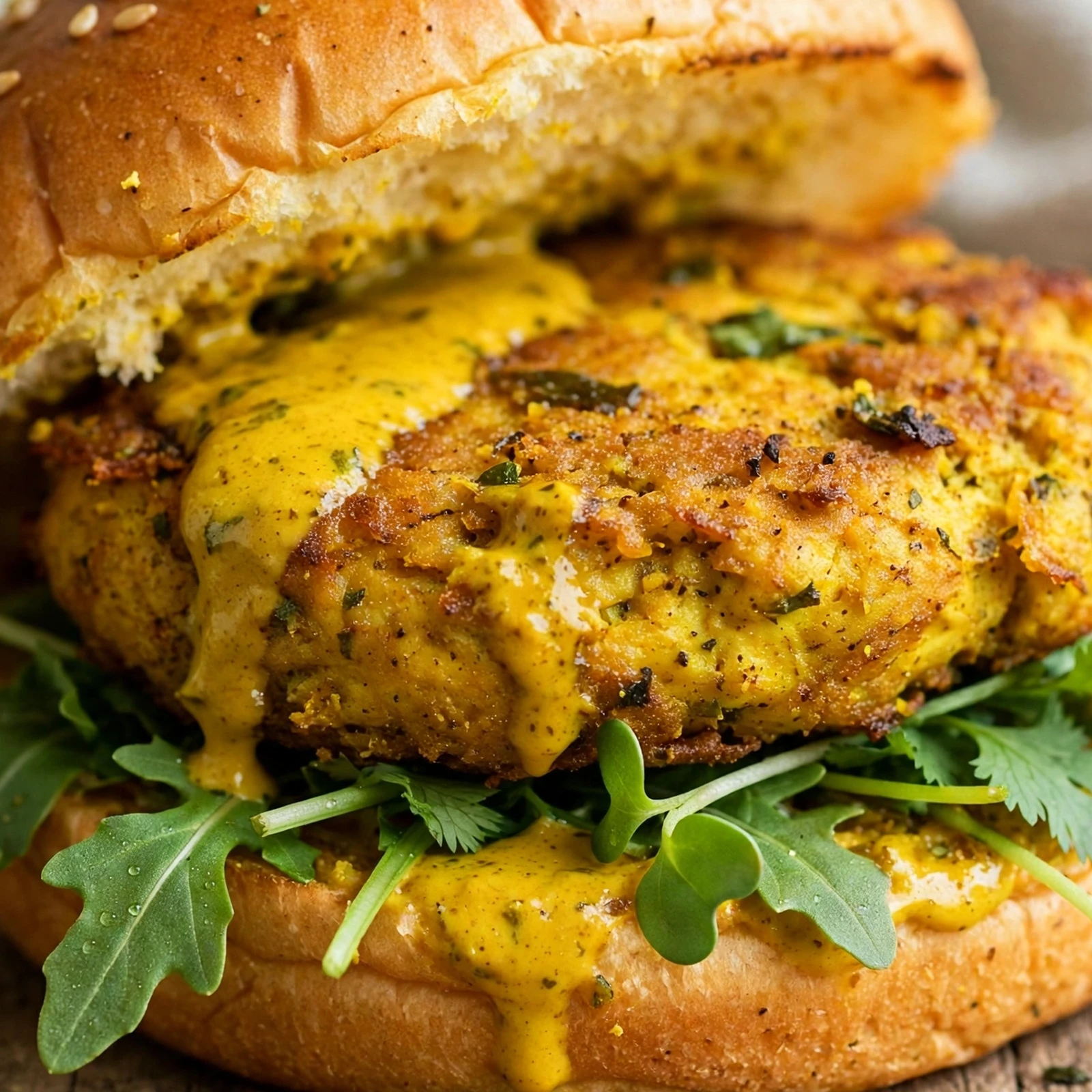10 Anti-Inflammatory Summer Burgers and Wraps Packed With Fresh Flavor: 6. Golden Turmeric Chicken Burger