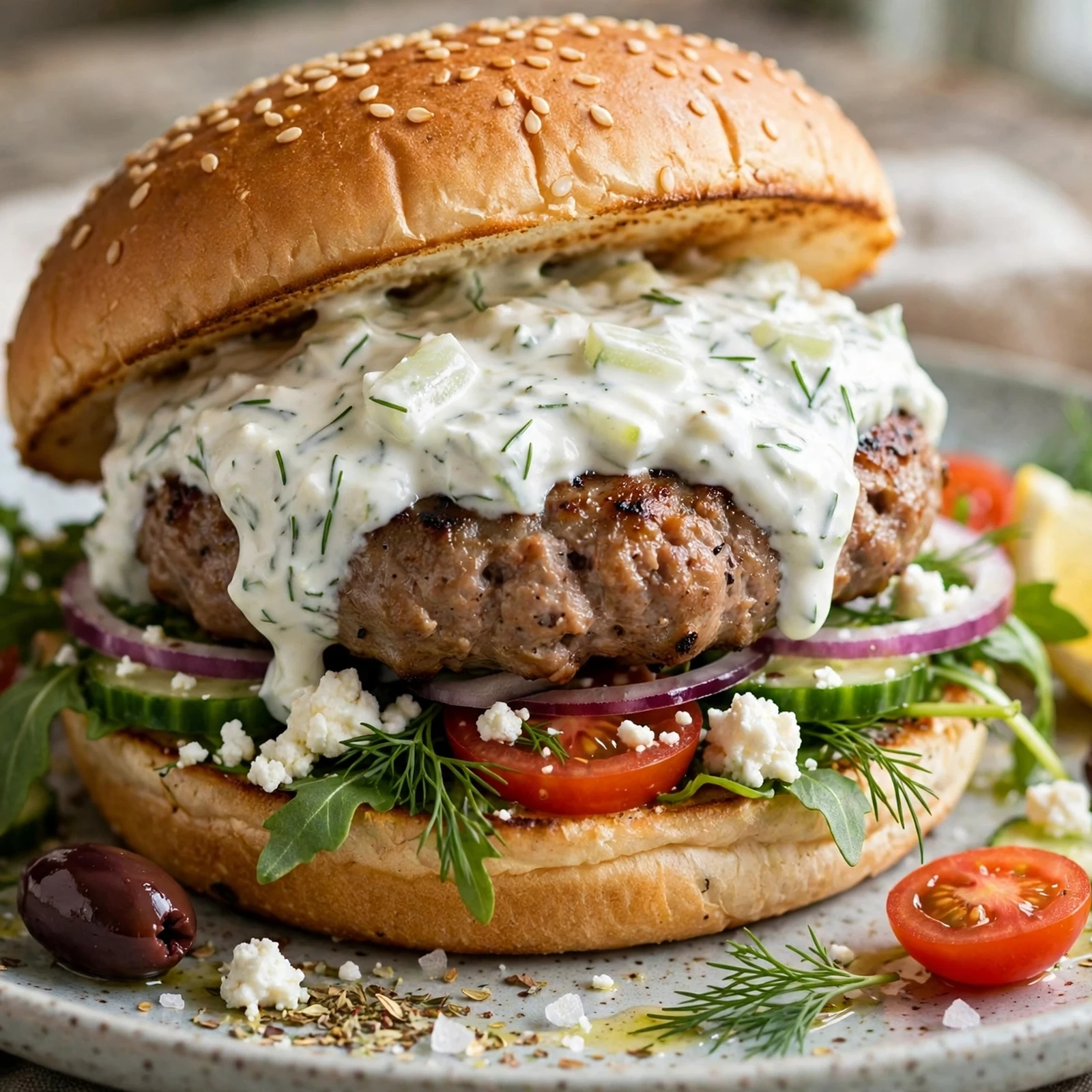 15 Juicy 21 Day Fix Burger Recipes for Your Next Cookout: 5. Greek Turkey Burger