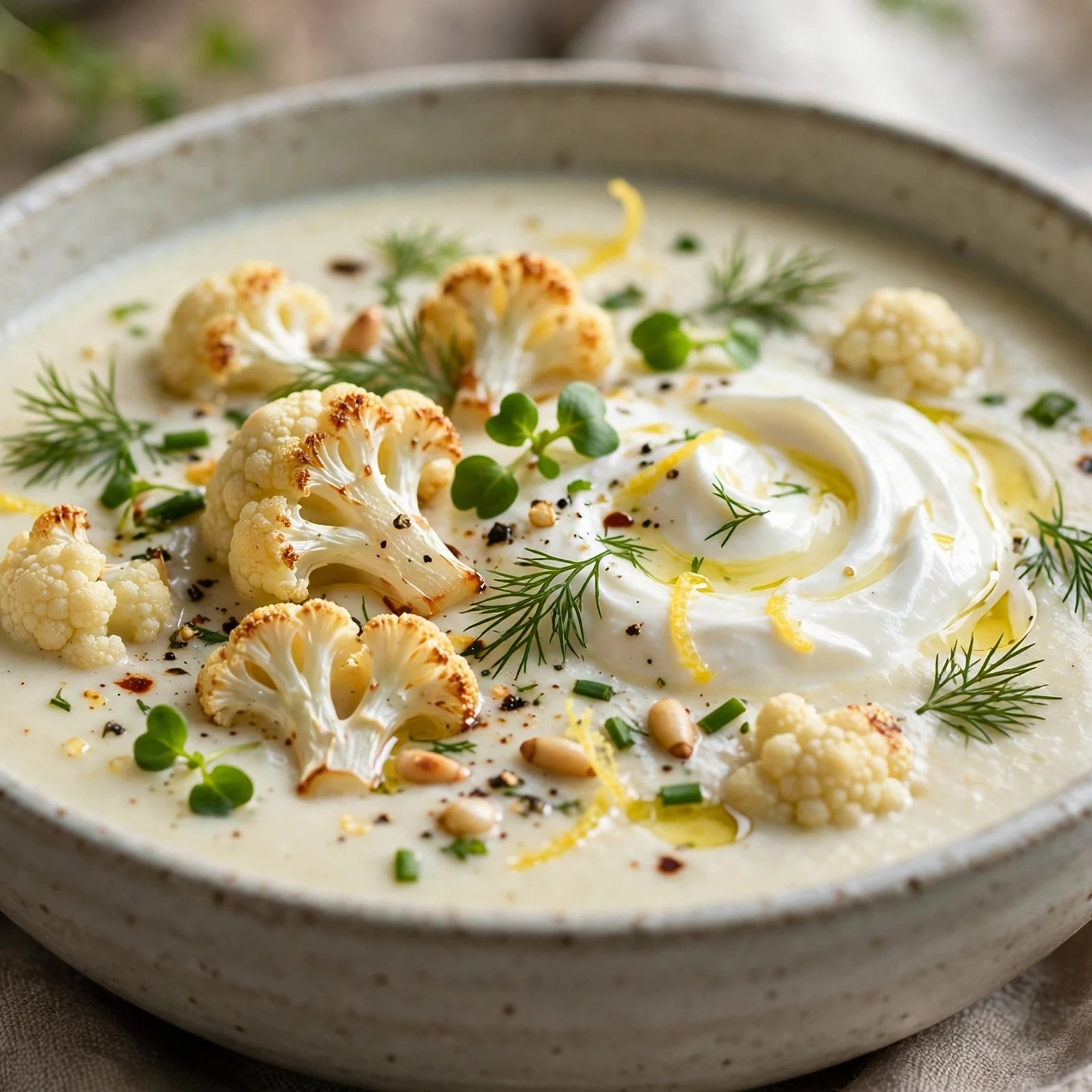15 Creamy 21 Day Fix Cauliflower Soup Recipes You’ll Make on Repeat: 5. Greek Yogurt Cauliflower Soup