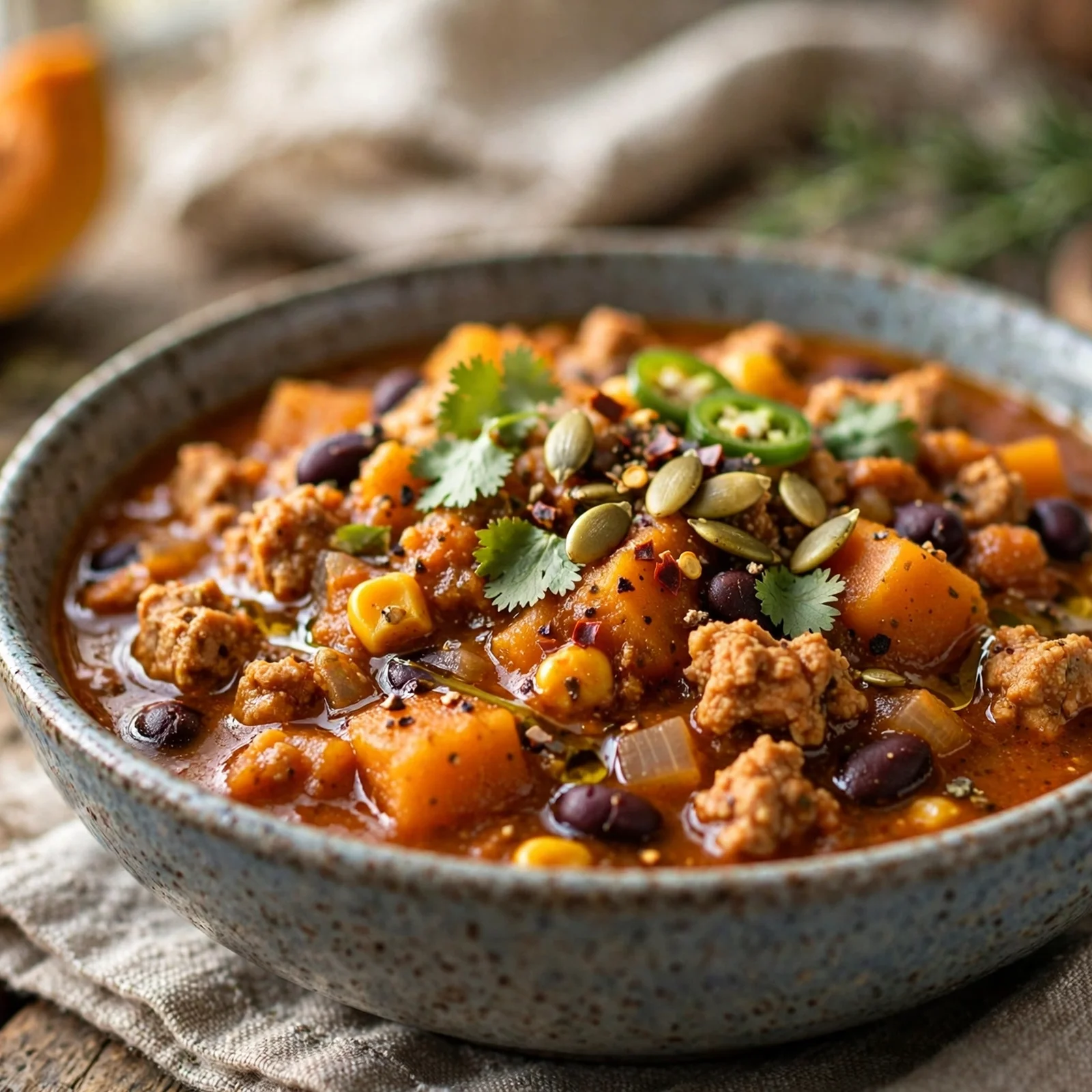 15 Anti-Inflammatory Pumpkin Recipes for the Fall Season: 6. Healthy Pumpkin Turkey Chili