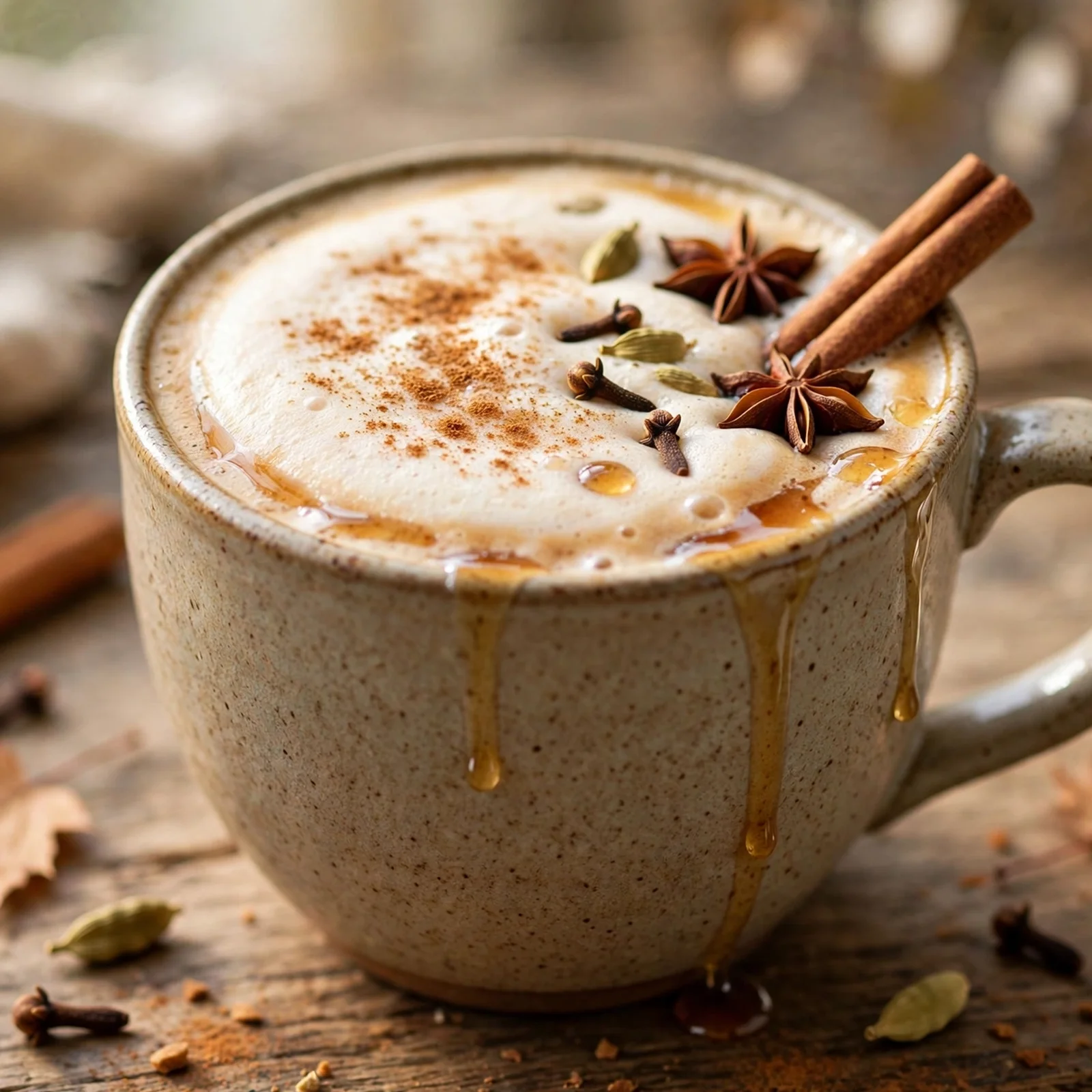 20 Warming Anti-Inflammatory Drinks And Spiced Teas for Fall: 6. Maple Chai Tea Latte