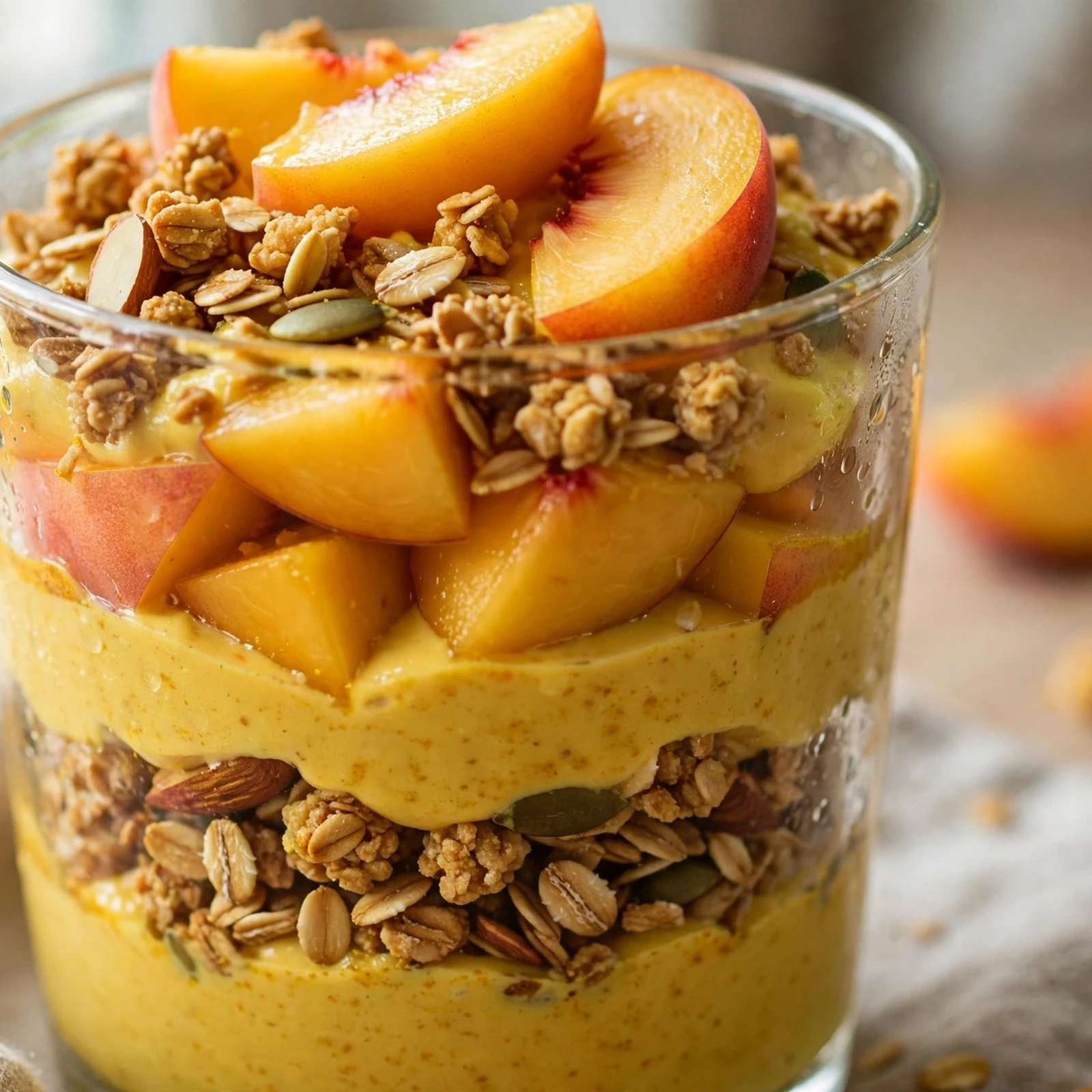 12 Anti-Inflammatory Peach And Plum Recipes for Late Summer: 6. Peach Turmeric Yogurt Parfait