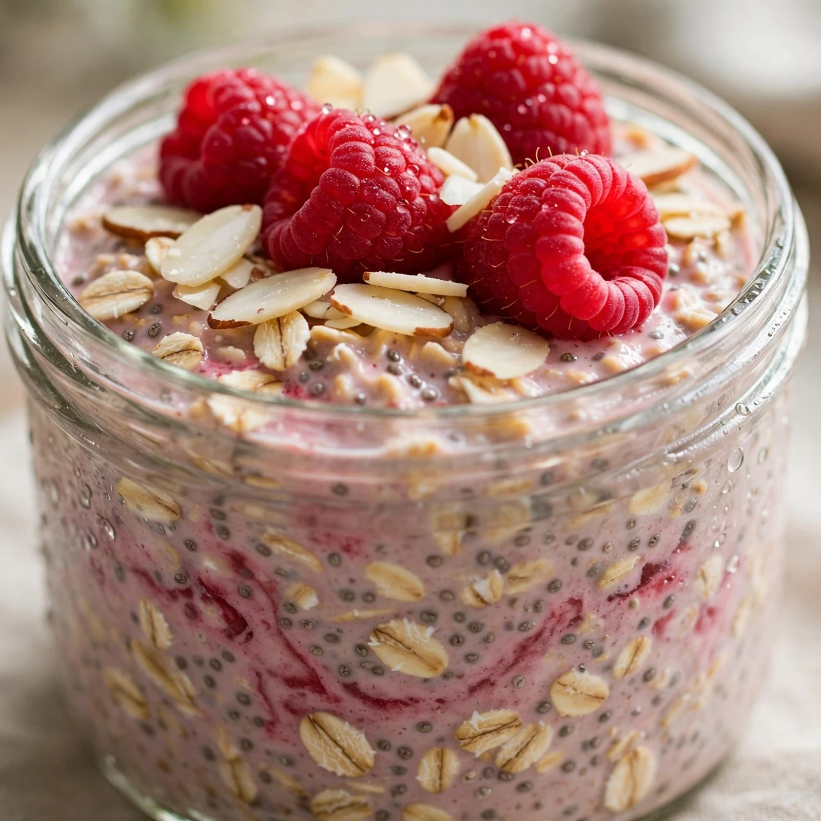 10 Anti-Inflammatory Overnight Oats for Hot Summer Mornings: 5. Raspberry Almond Overnight Oats