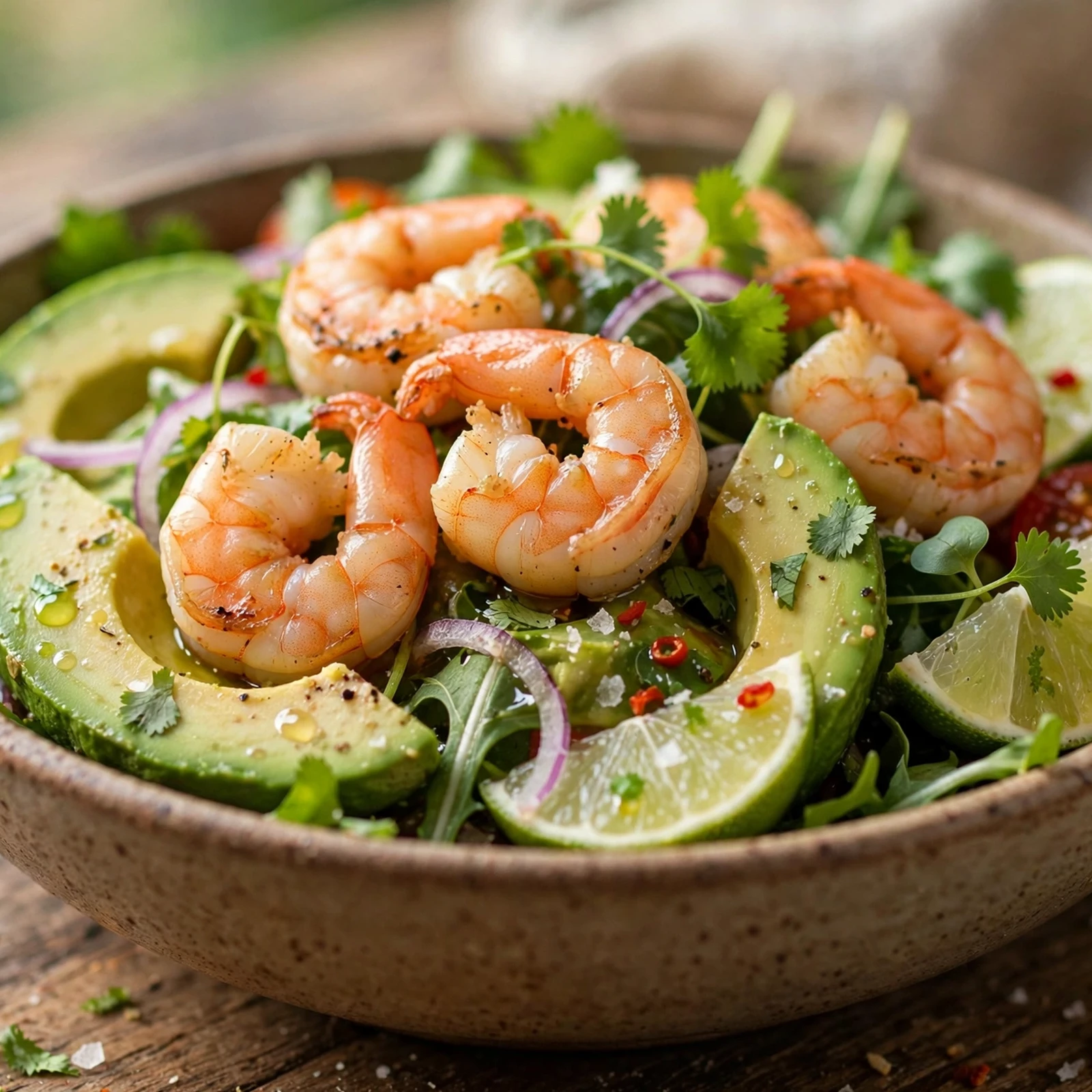 20 Healthy 21 Day Fix Salad Recipes for Summer (Cool & Container-Friendly): 7. Shrimp Avocado Lime Salad