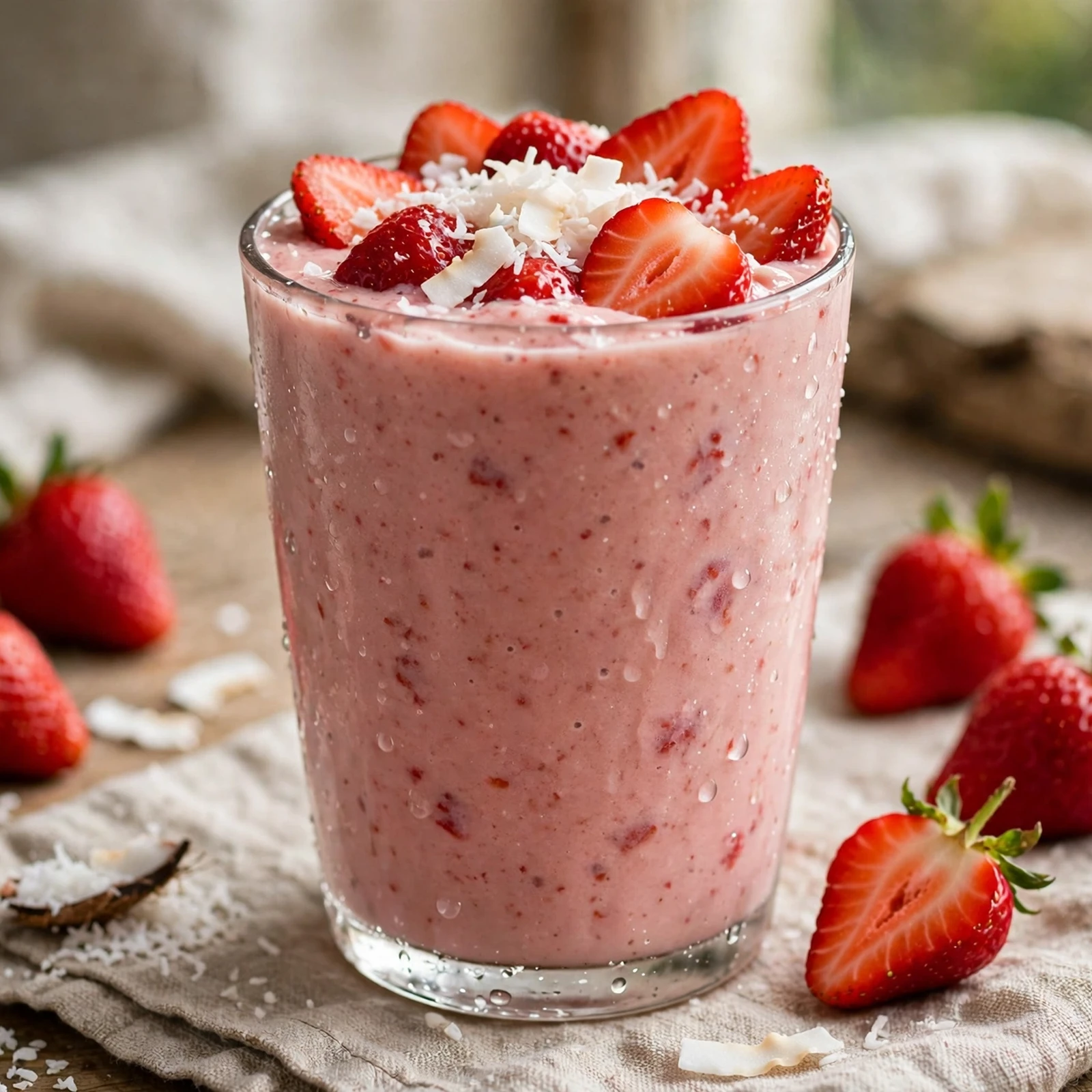 20 Hydrating Summer Anti-Inflammatory Drinks And Smoothies: 7. Strawberry Coconut Smoothie