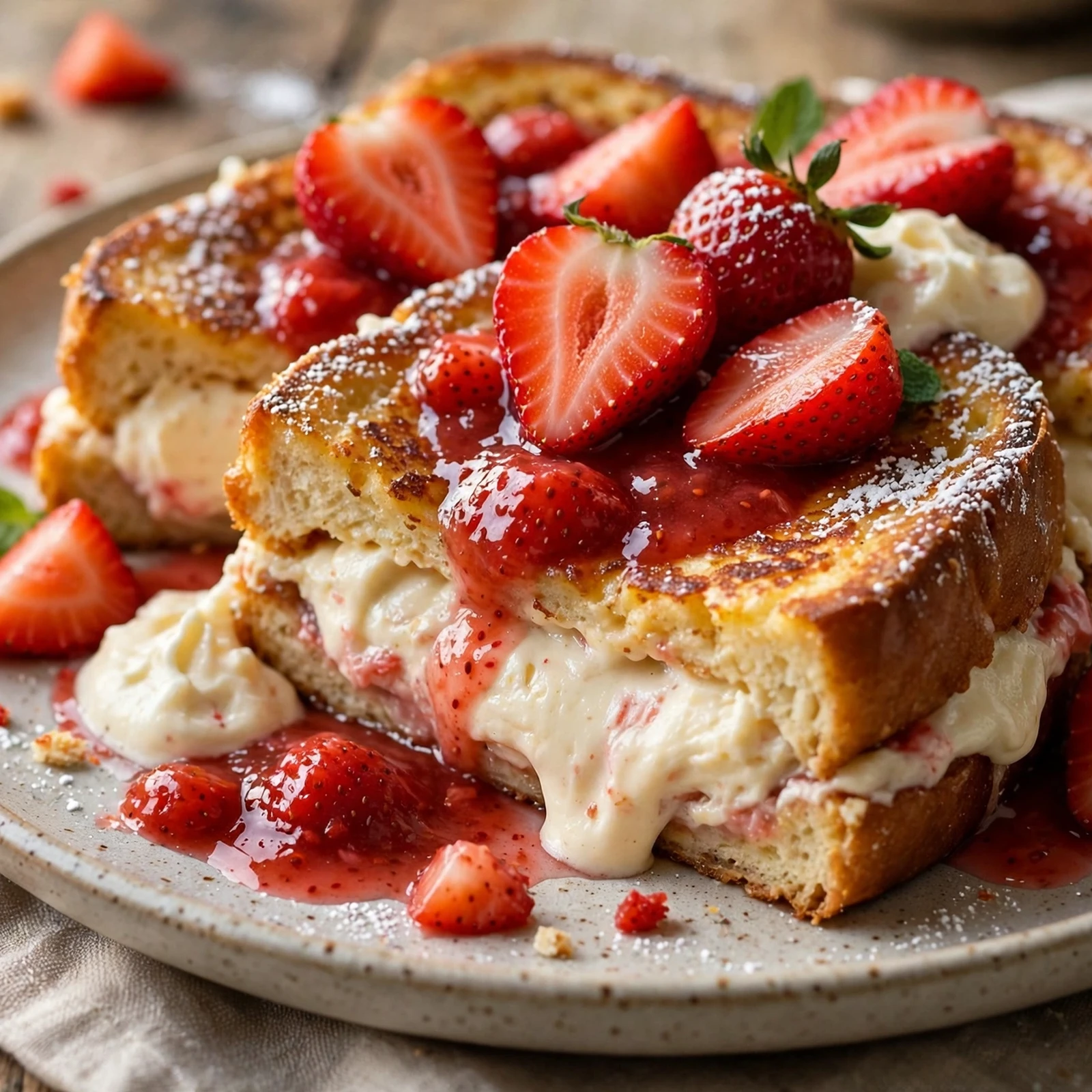 15 Indulgent 21 Day Fix French Toast Recipes That Won’t Break Your Plan: 5. Stuffed Strawberry Cheesecake French Toast