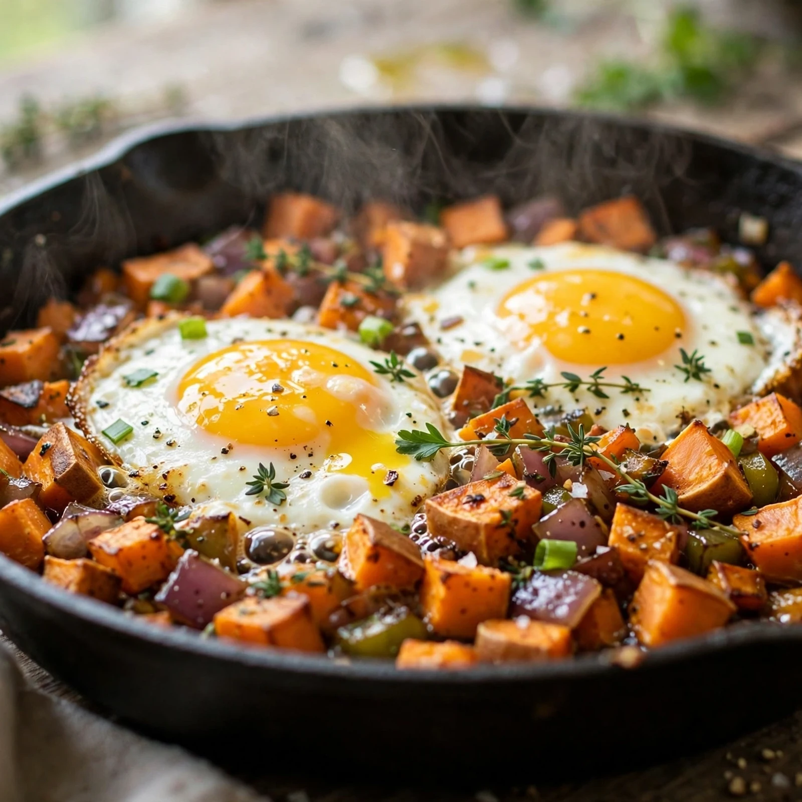 15 Anti-Inflammatory Fall Breakfasts with Oats Squash And Spice: 6. Sweet Potato Breakfast Hash with Eggs