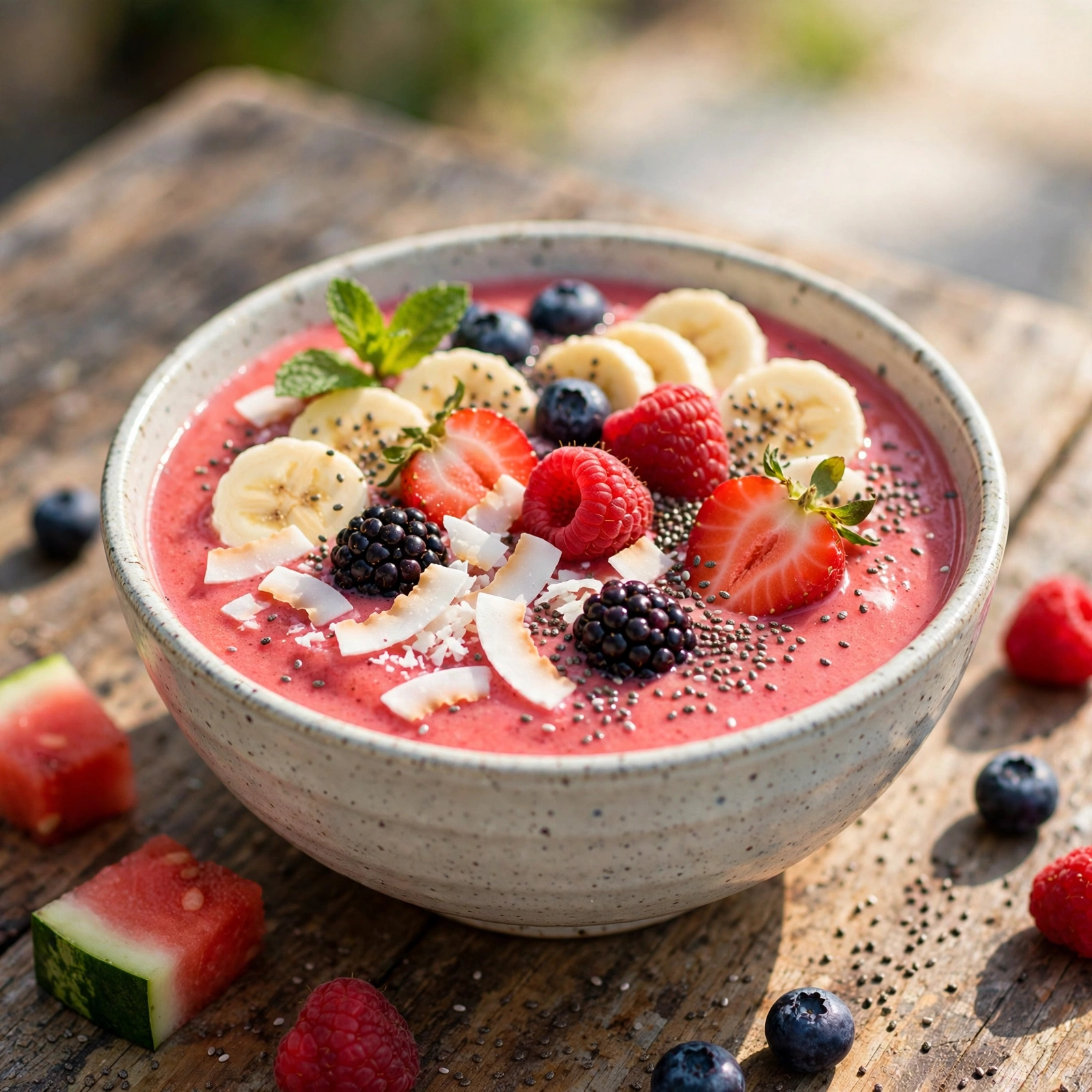 10 Anti-Inflammatory Watermelon Recipes for Summer Heat: 5. Watermelon Smoothie Bowl