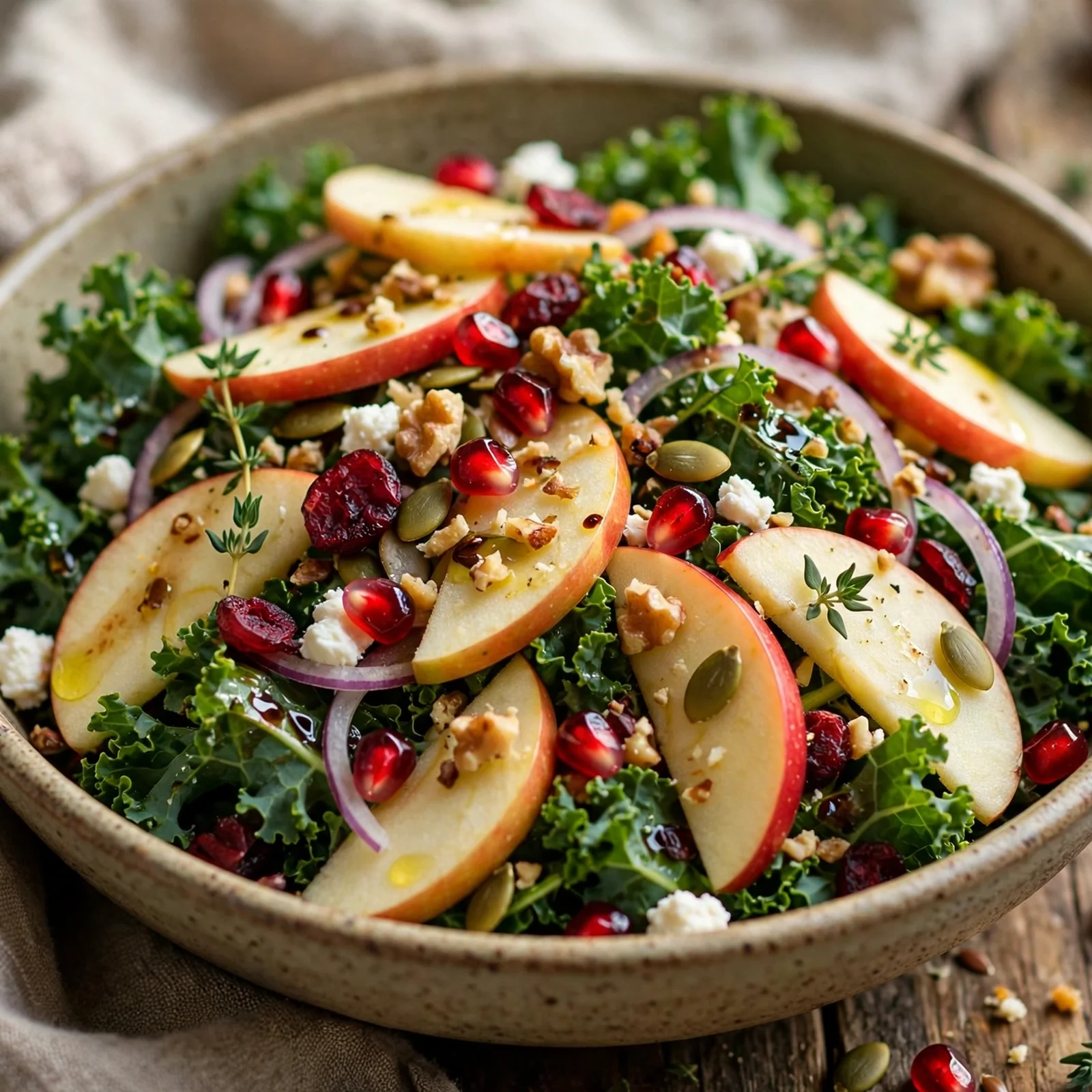 10 Anti-Inflammatory Apple Pear and Fig Recipes for Fall: 8. Autumn Apple Kale Harvest Salad