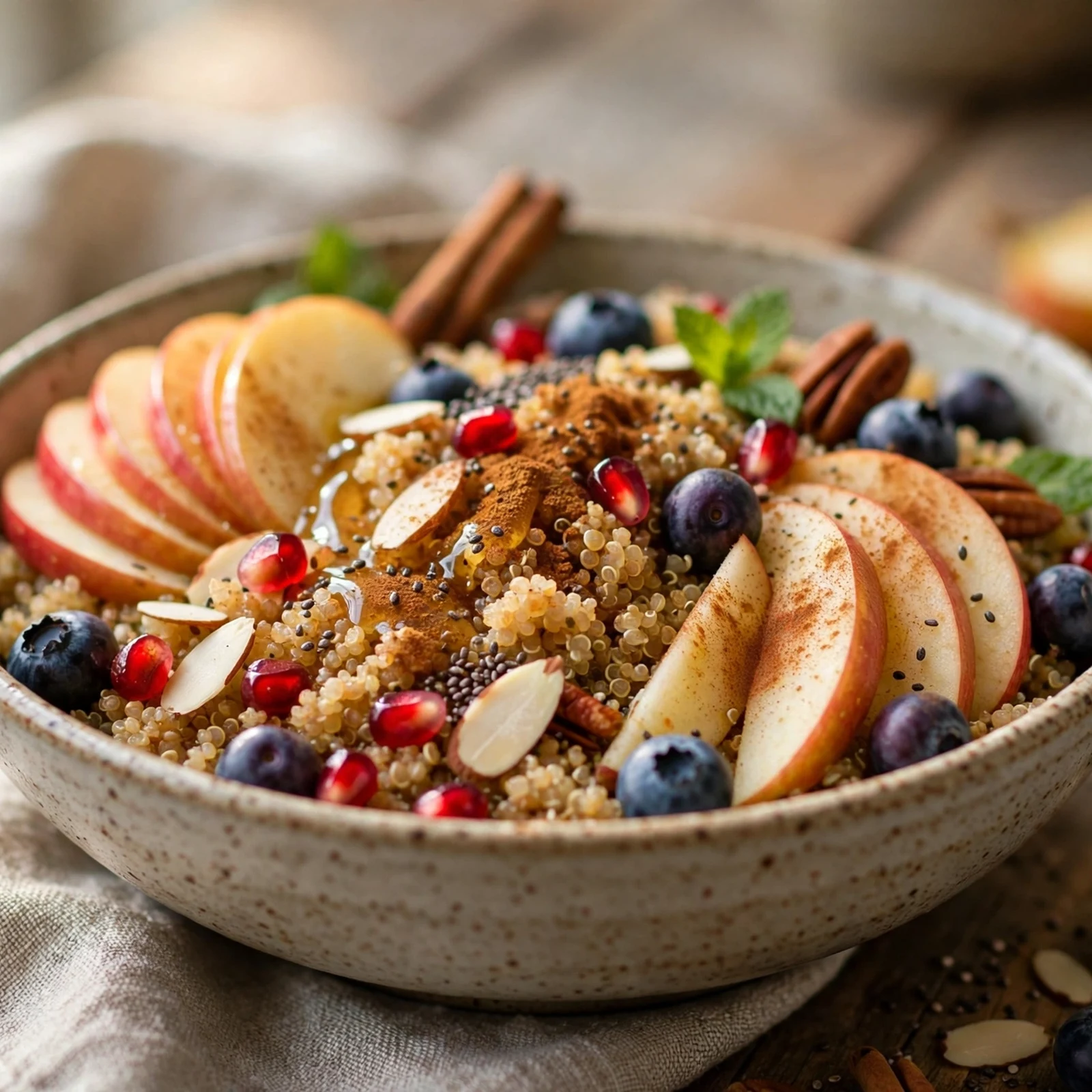 15 Anti-Inflammatory Fall Breakfasts with Oats Squash And Spice: 7. Cinnamon Apple Quinoa Breakfast Bowl