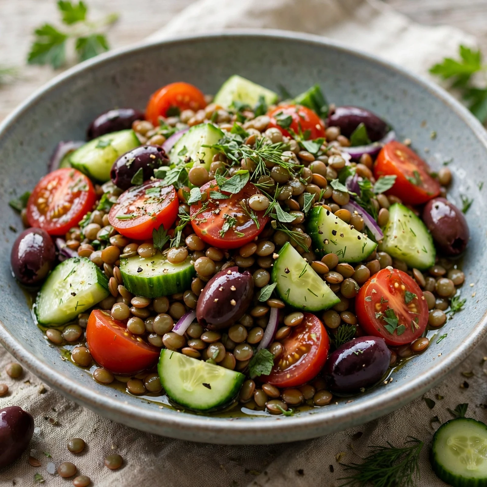 15 Anti-Inflammatory Summer Salads Recipes with Fresh Seasonal Produce: 8. Greek Lentil Salad