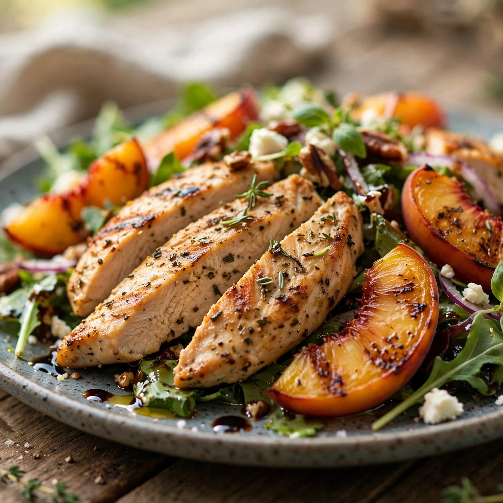25 Smoky 21 Day Fix Grilling Recipes for the Perfect Summer Cookout: 7. Grilled Peach Chicken Salad