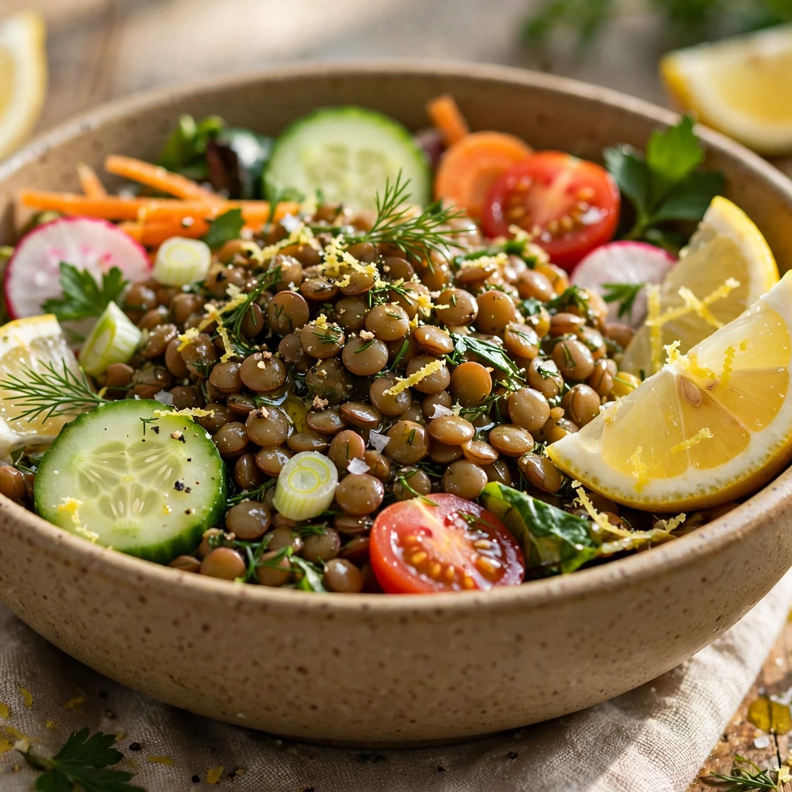 12 Vegan Anti-Inflammatory Summer Meals That Keep It Cool: 6. Lemon Herb Lentil Bowl