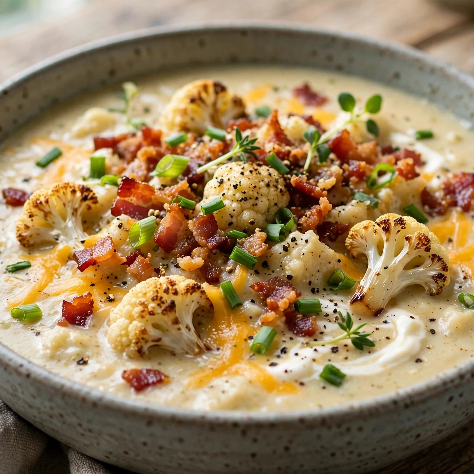 15 Creamy 21 Day Fix Cauliflower Soup Recipes You’ll Make on Repeat: 6. Loaded Cauliflower Soup