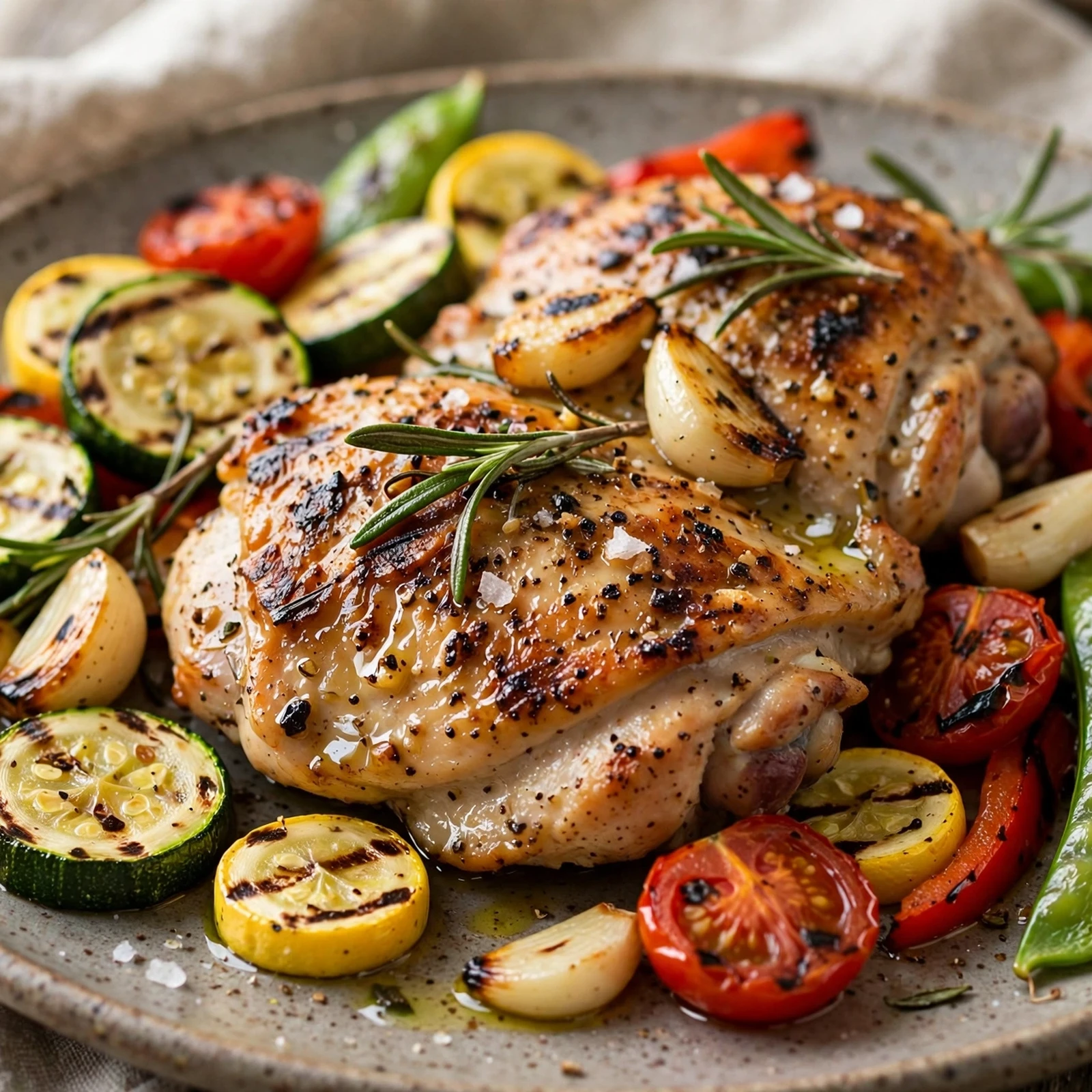 10 Anti-Inflammatory Grilled Salmon And Chicken Recipes for Summer: 6. Rosemary Garlic Grilled Chicken with Summer Vegetables