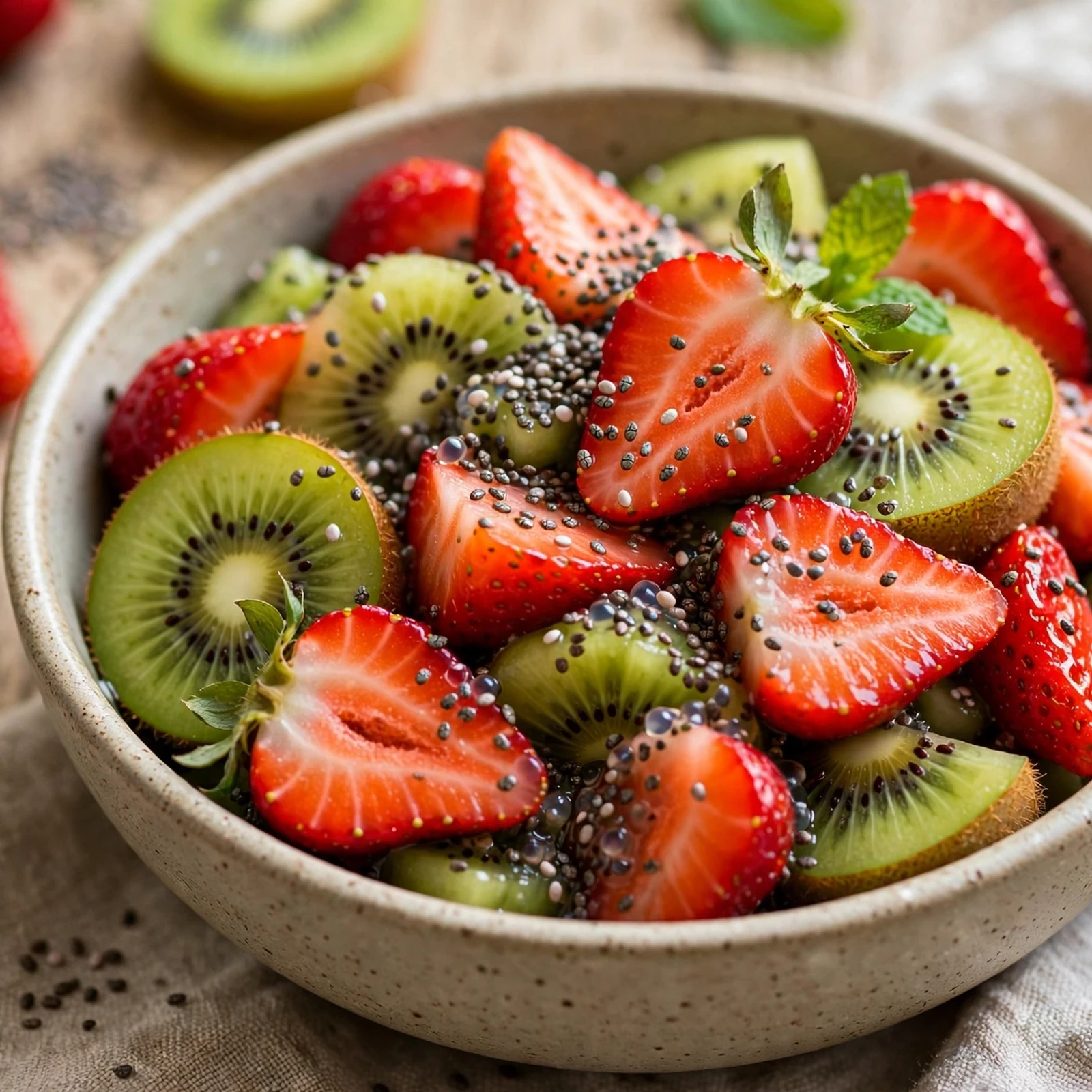 15 Anti-Inflammatory Fruit Salads and Desserts for Summer Parties: 7. Strawberry Kiwi Chia Fruit Salad