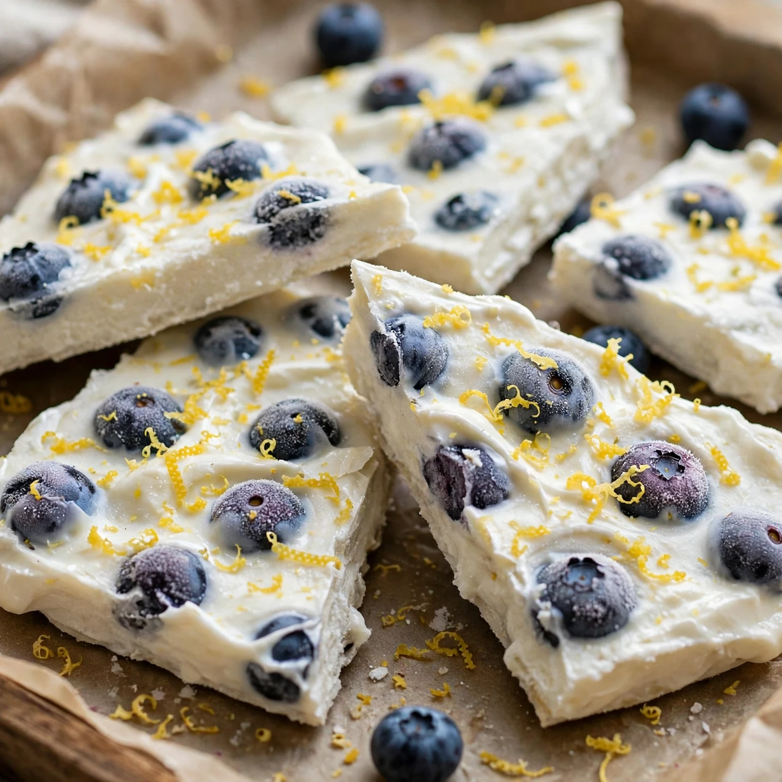 15 Anti-Inflammatory Fruit Salads and Desserts for Summer Parties: 8. Blueberry Lemon Greek Yogurt Bark